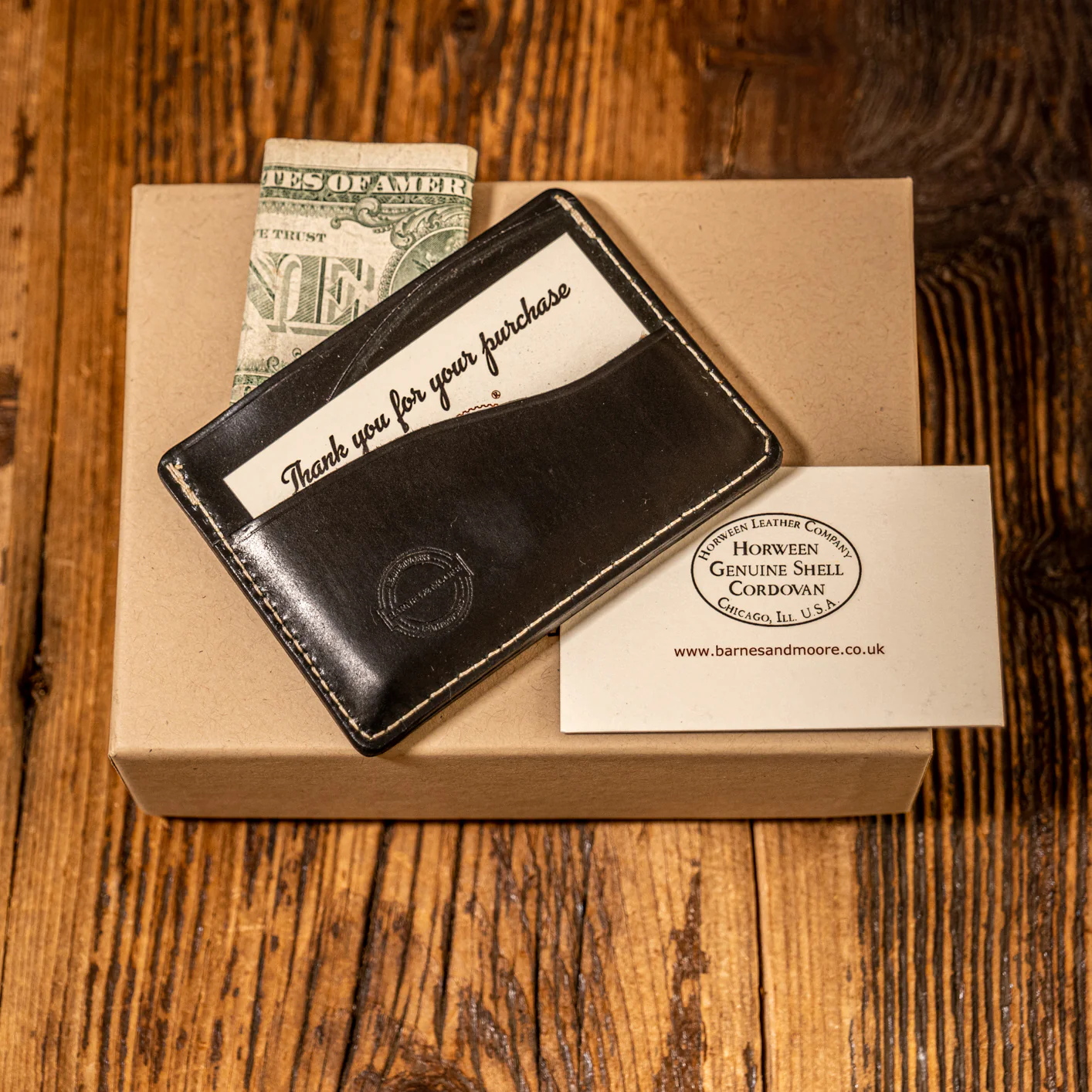 Barnes & Moore Drayman Card Holder - Black / Shinki Hikaku Shell Cordovan - Image 3