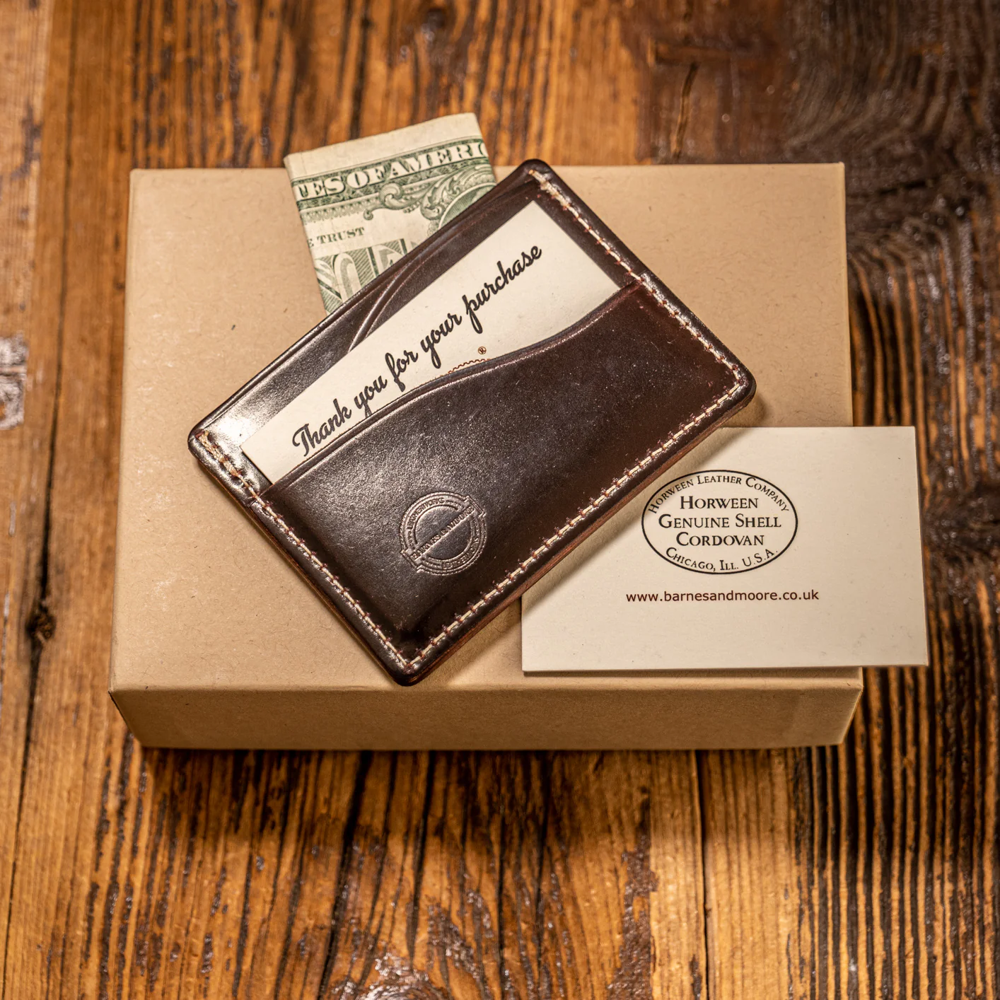 Barnes & Moore Drayman Card Holder - Oxblood Brown / Shinki Hikaku Shell Cordovan - Image 3