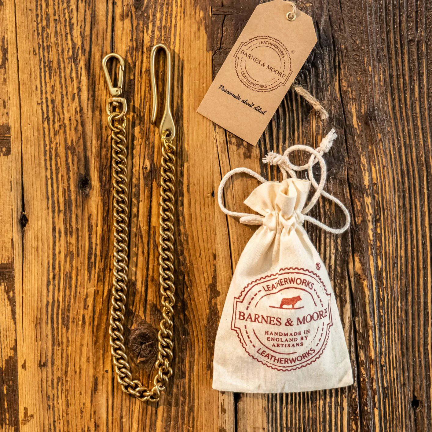 Barnes & Moore Heavy Duty Wallet Tether - Solid Brass - Image 3