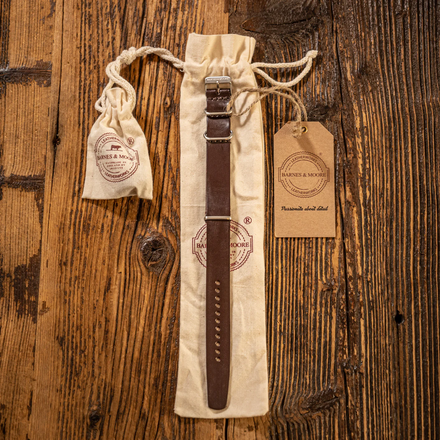 Barnes & Moore NATO Leather Watch Strap - Deep Honey / 20mm - Image 3