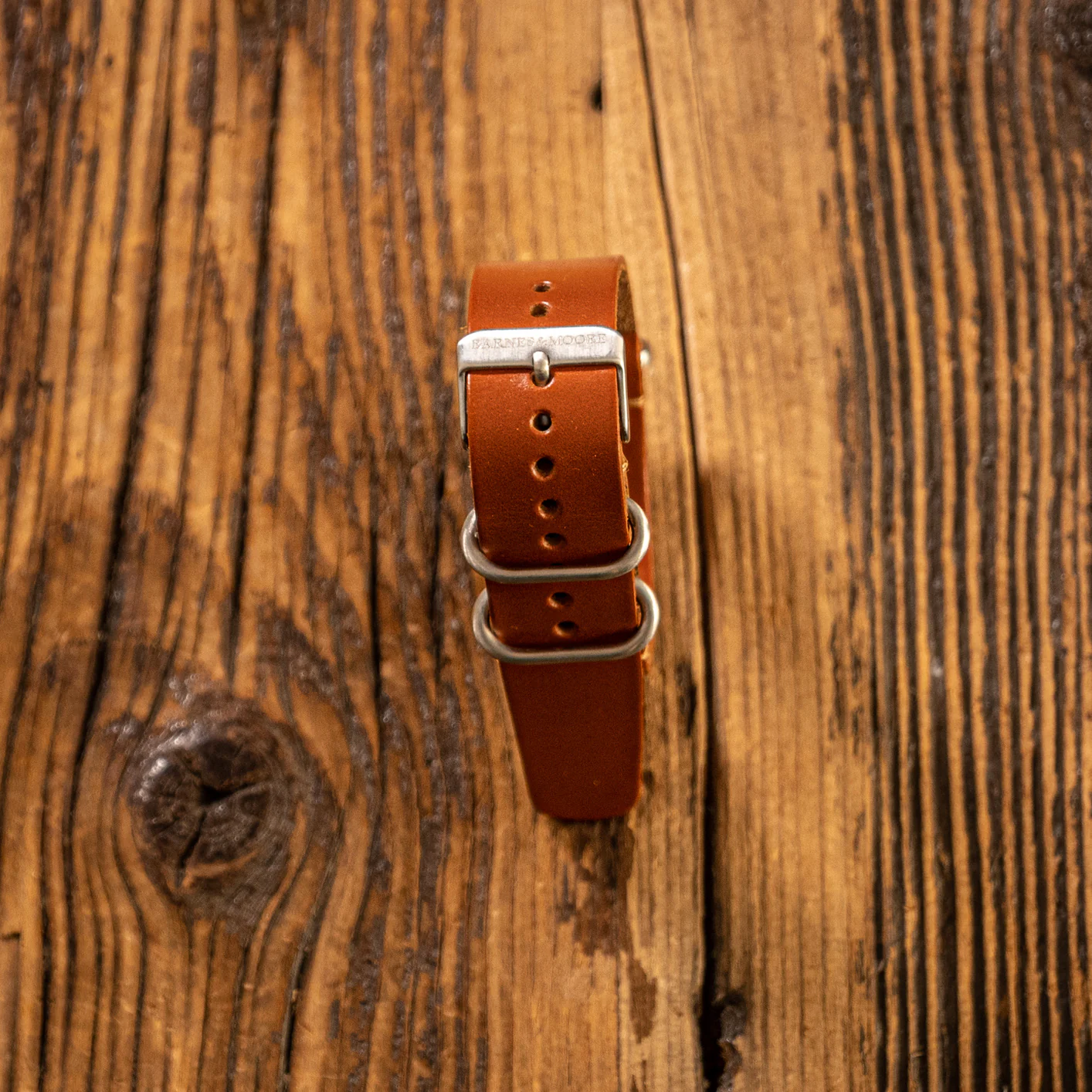 Barnes & Moore NATO Leather Watch Strap - Harness Tan / 20mm - Image 4