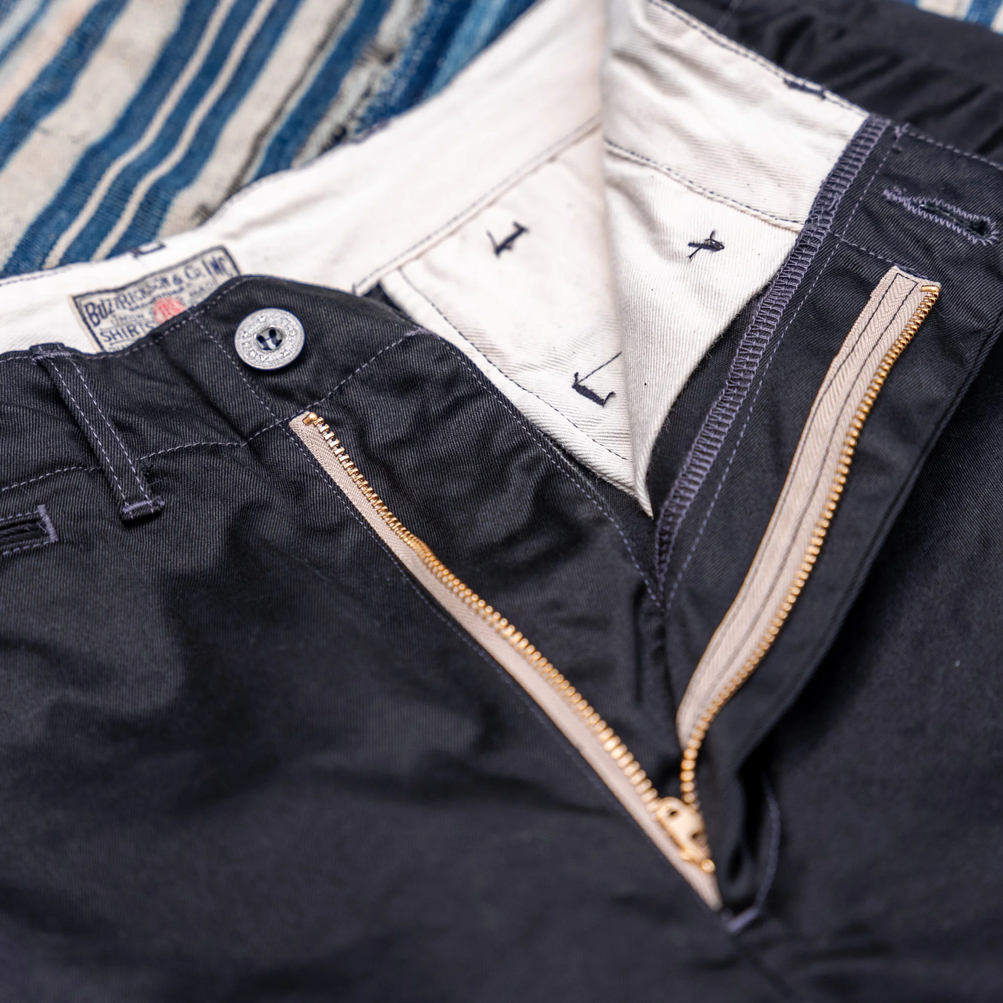Buzz Rickson’s 8.2oz 1945 Early Military Chino Shorts – Black / Wide Straight - Image 3