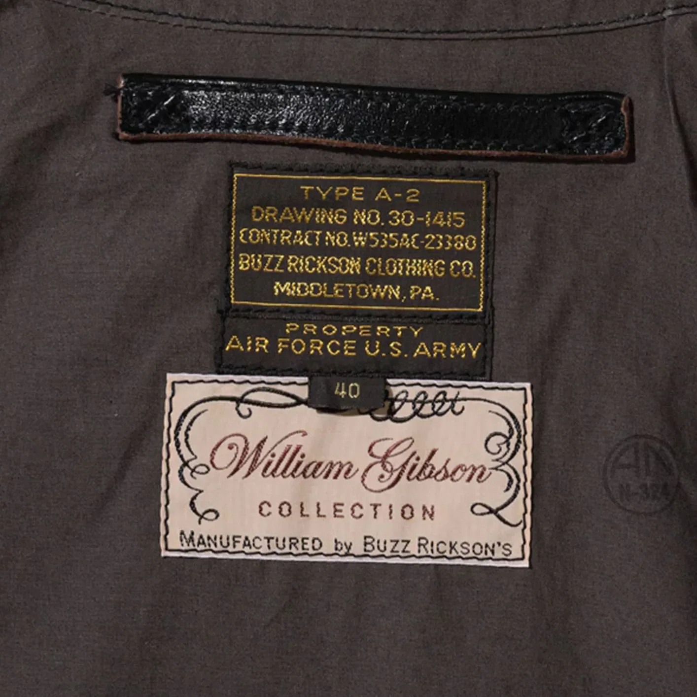 Buzz Rickson’s X William Gibson A-2 Leather Jacket – Horsehide / Black - Image 10