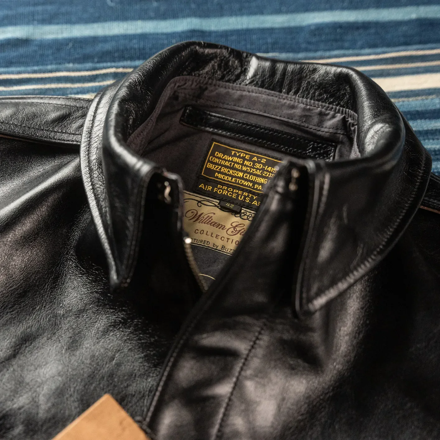 Buzz Rickson’s X William Gibson A-2 Leather Jacket – Horsehide / Black - Image 3