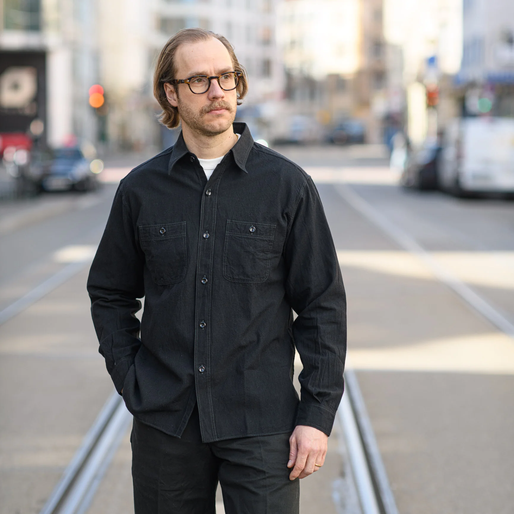 Buzz Rickson’s x William Gibson Selvedge Chambray Work Shirt – Black - Image 7