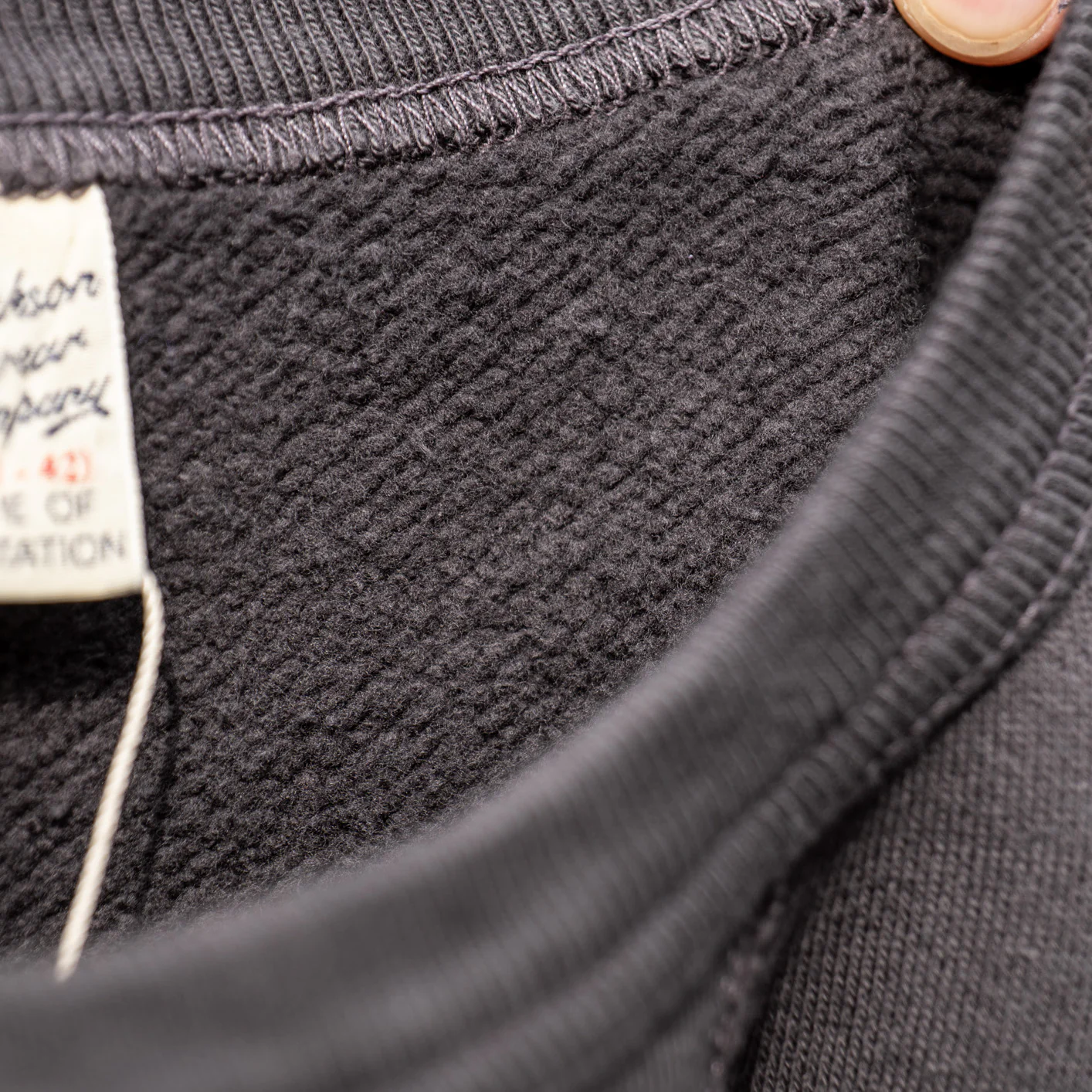 Buzz Rickson's 13oz Set-In Crew Sweat Shirt - Faded Black - Image 8