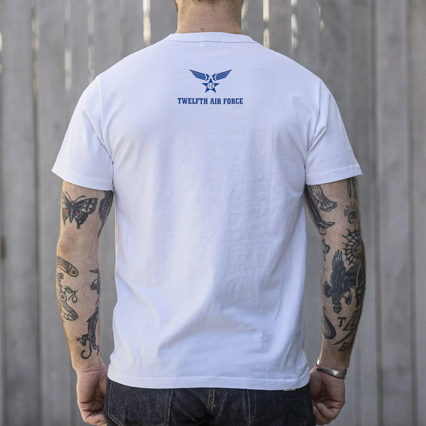 Buzz Rickson's ‘442nd BOMB. SQ.’ 8oz Loopwheeled T-Shirt - White - Image 2
