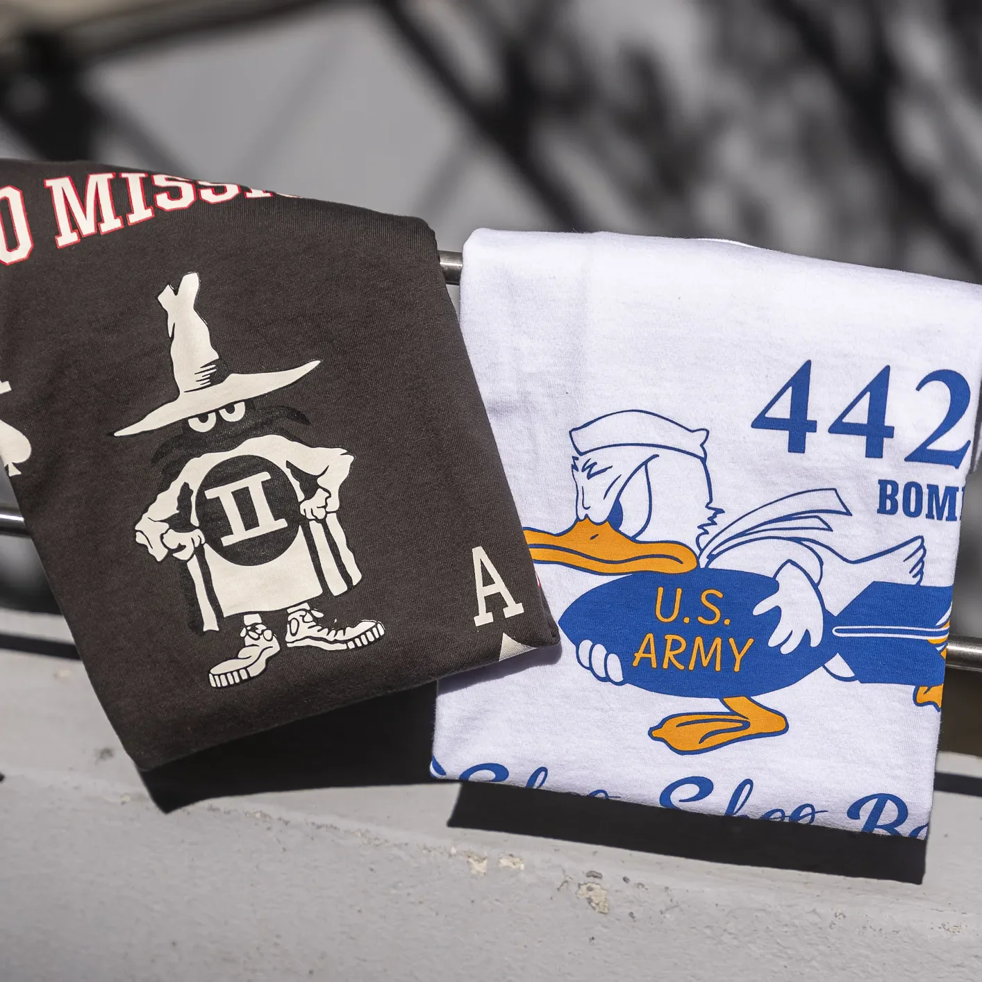 Buzz Rickson's ‘442nd BOMB. SQ.’ 8oz Loopwheeled T-Shirt - White - Image 5