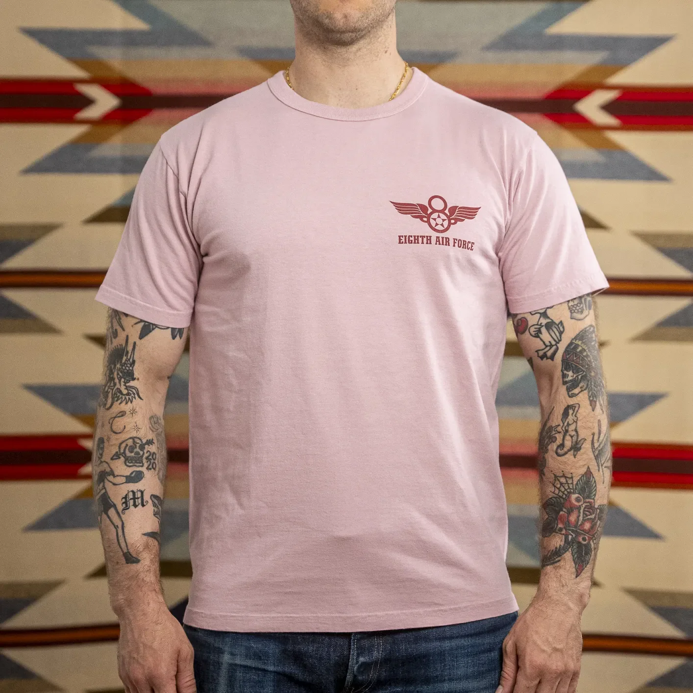 Buzz Rickson's ‘Barbara Jane’ 8oz Loopwheeled T-Shirt - Pink - Image 2