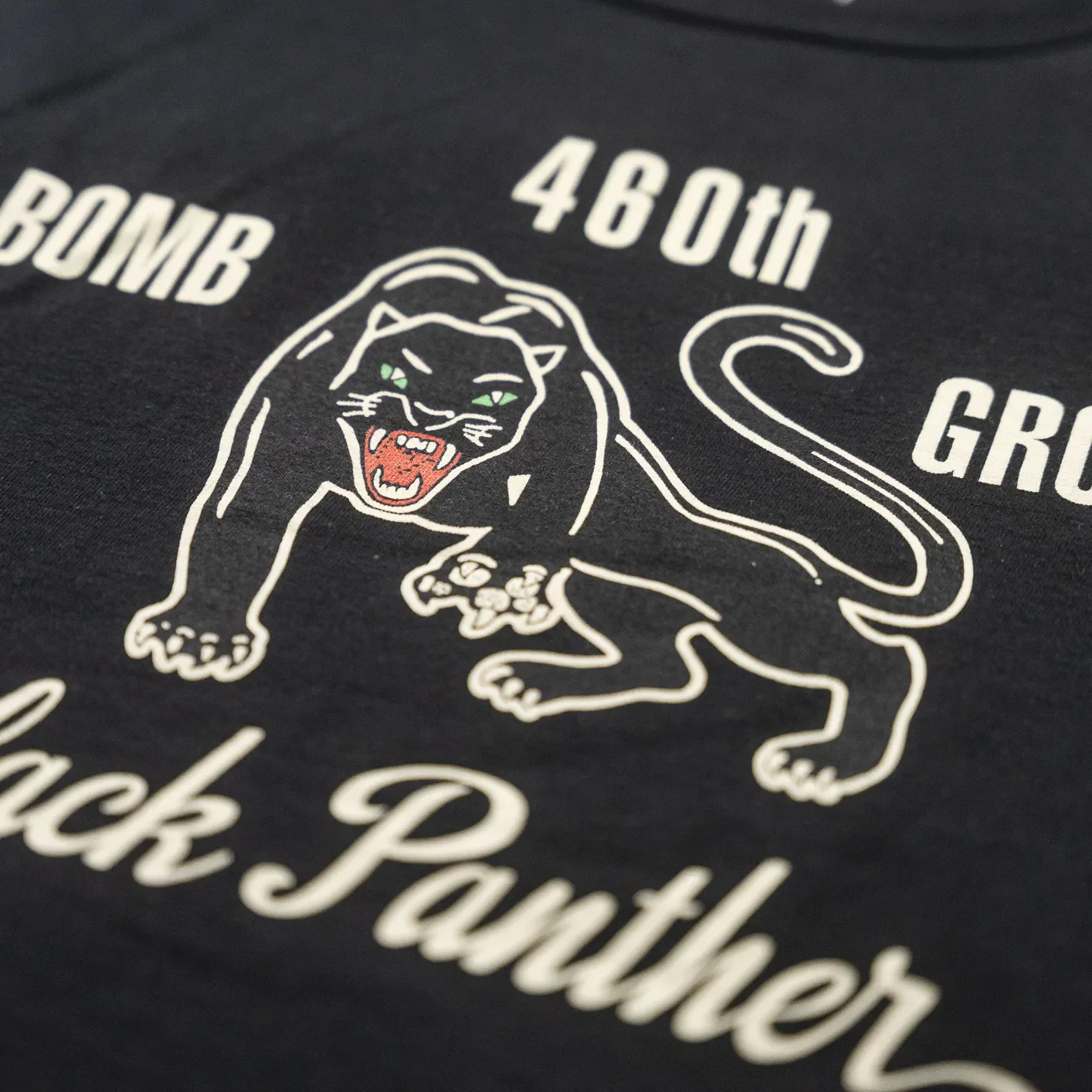 Buzz Rickson's '460th Bomb Sq. - Black Panther' 7oz Loopwheeled Government Issue T-Shirt - Black - Image 2