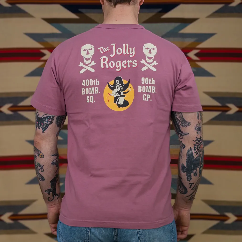 Buzz Rickson's ‘Jolly Rogers’ 6.5oz Loopwheeled Pocket T-Shirt – Wine