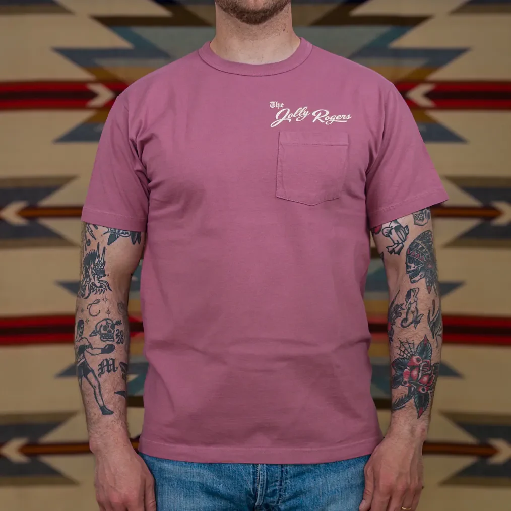 Buzz Rickson's ‘Jolly Rogers’ 6.5oz Loopwheeled Pocket T-Shirt – Wine - Image 2