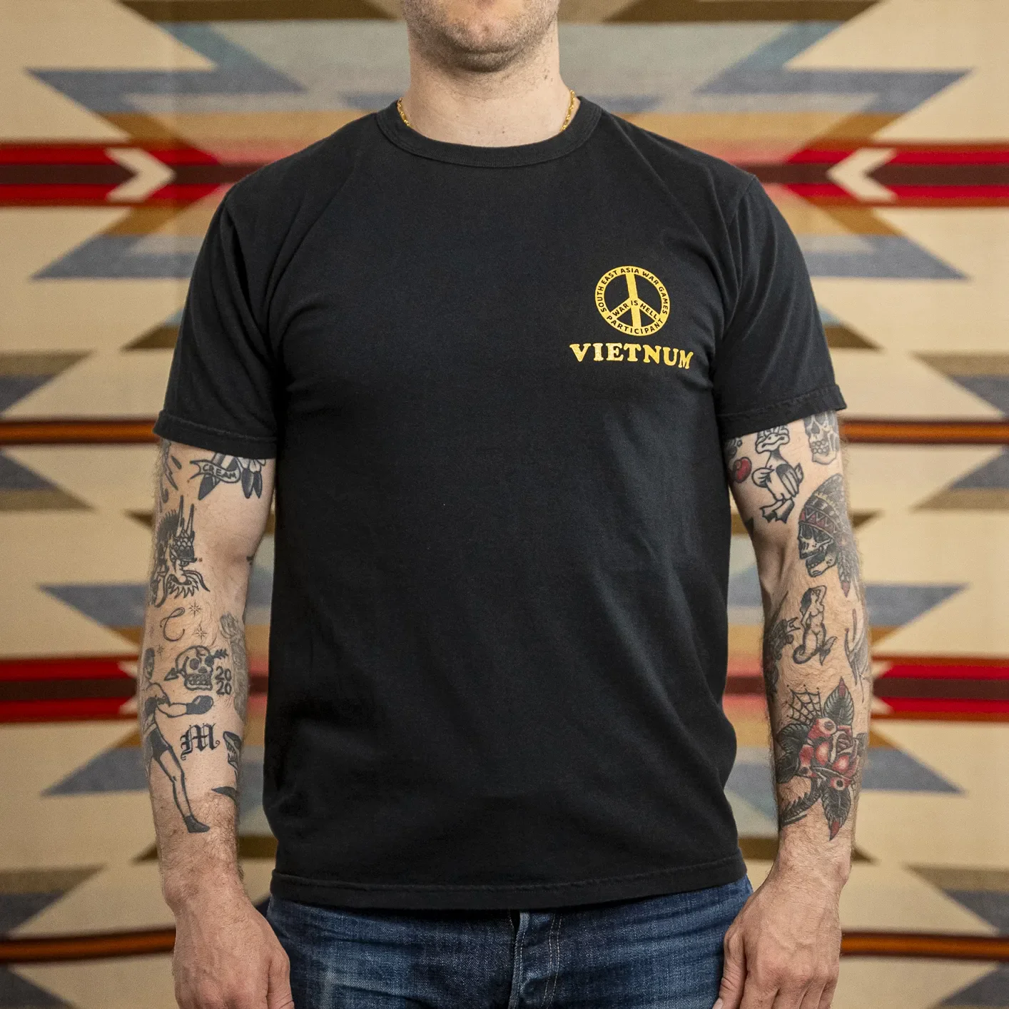 Buzz Rickson's ‘Pleiku Vietnum’ 8oz Loopwheeled T-Shirt - Black - Image 2