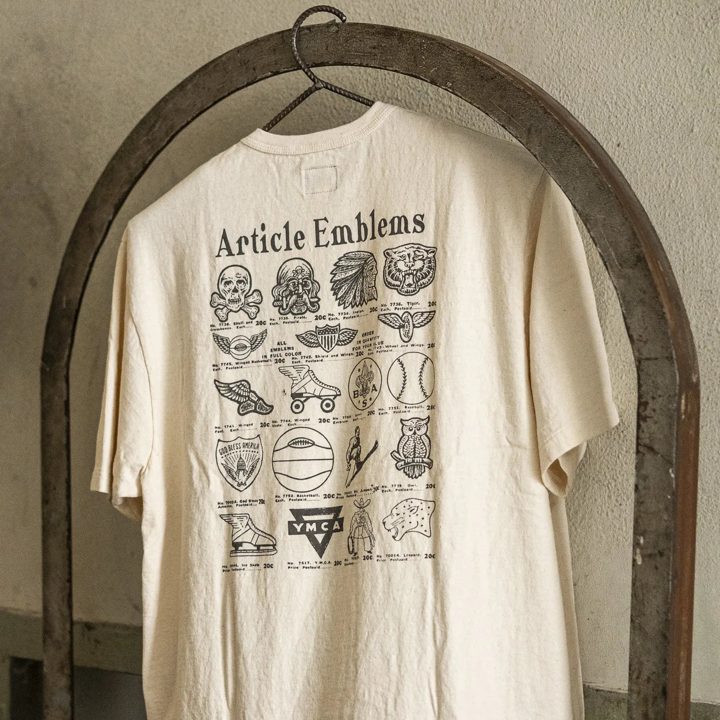 Dalee's & Co. 7oz 1920s Loopwheeled ‘Emblems’ T-Shirt - Natural - Image 7
