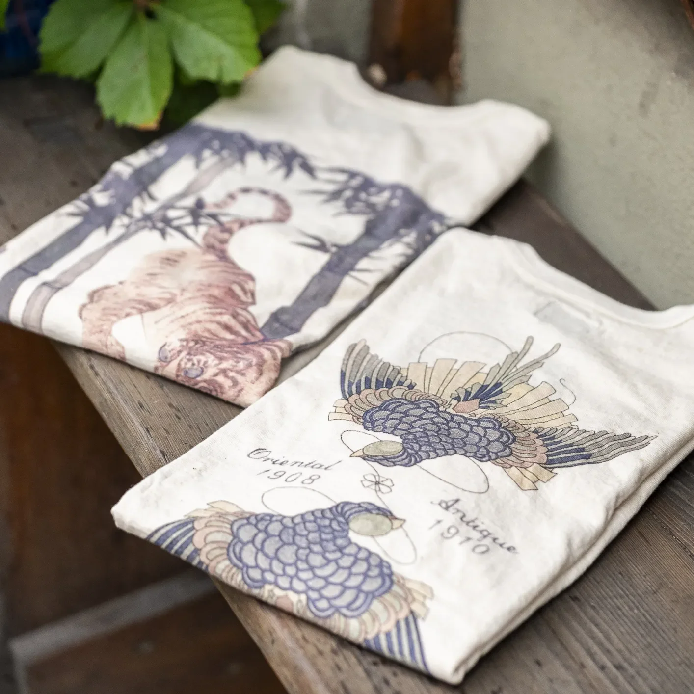 Dalee's & Co. 7oz 1920s Loopwheeled ‘Mirror Swallow’ T-Shirt - Natural - Image 5