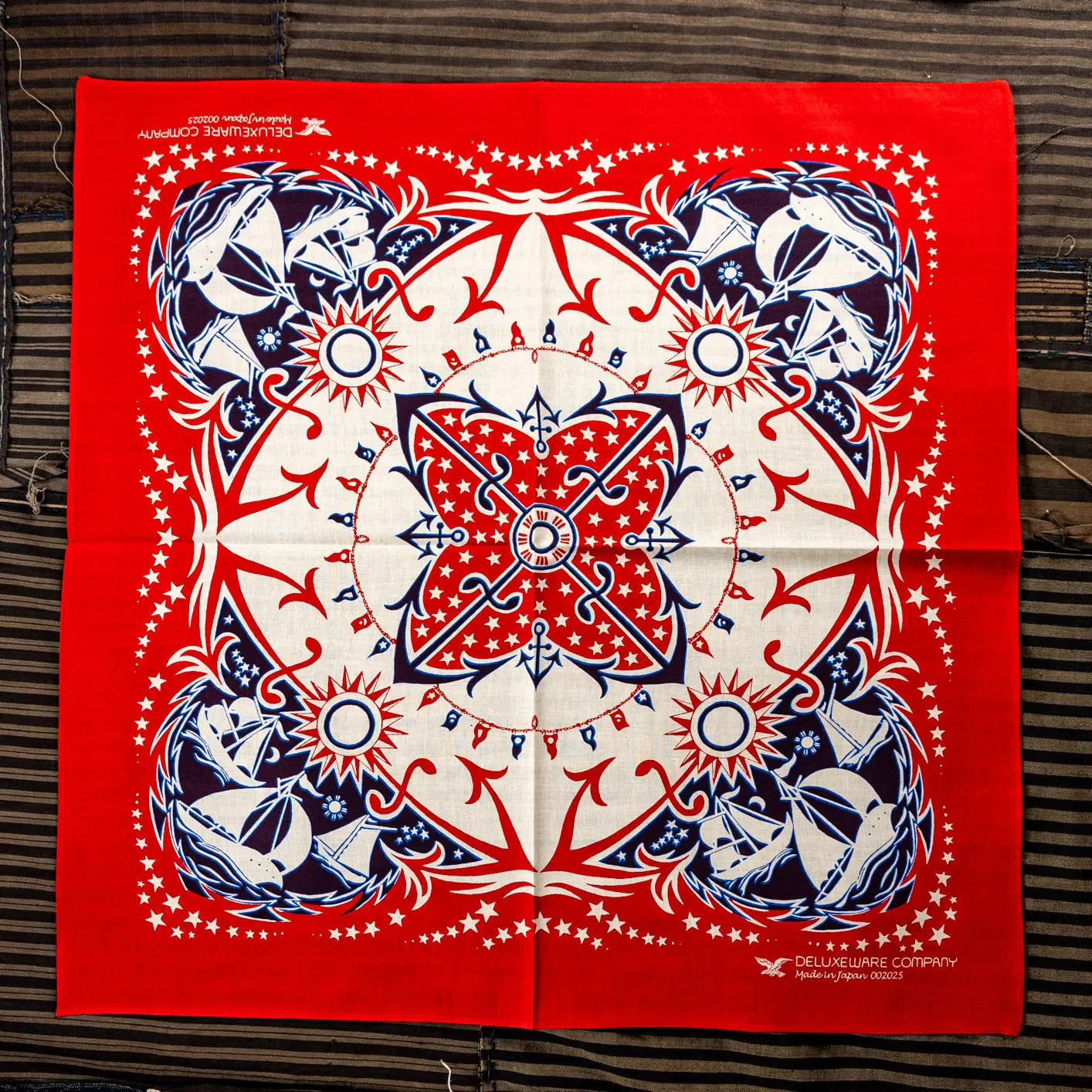 Deluxeware 1940s U.S. Anchor ‘One Ear’ Bandana – Red