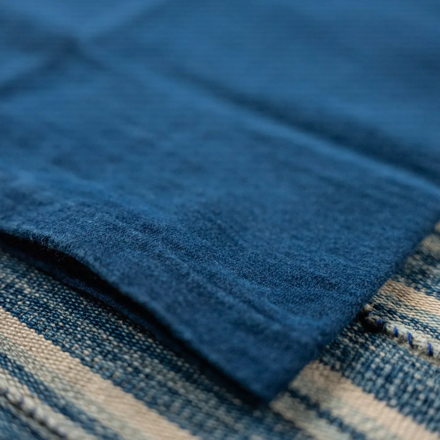 Dubble Works 7.7oz ‘Ochi-Wata’ Loopwheeled T-Shirt – Indigo Dyed - Image 3