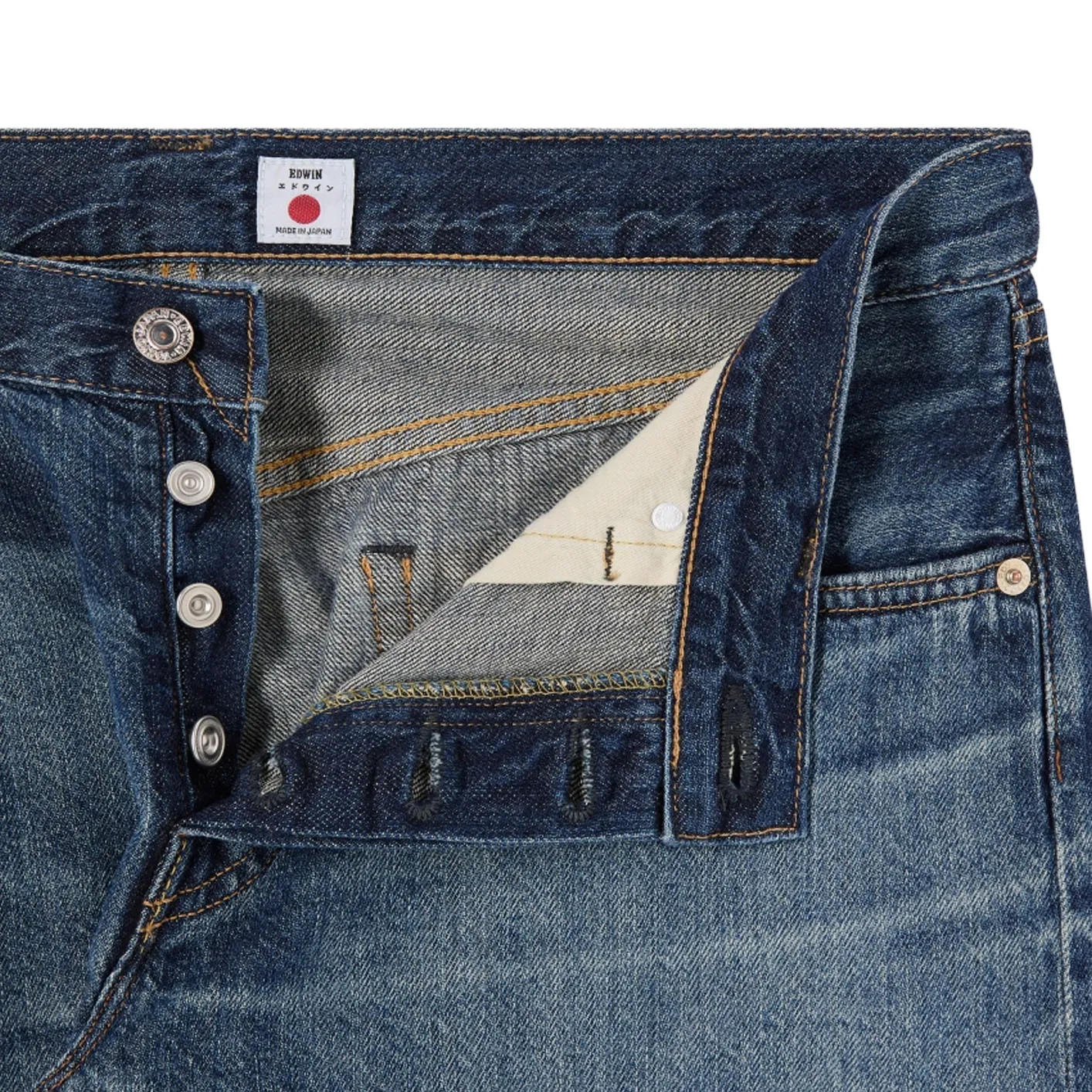 Edwin 14oz Kurabo Red Selvedge Jeans – Blue Dark Used / Regular Tapered - Image 4