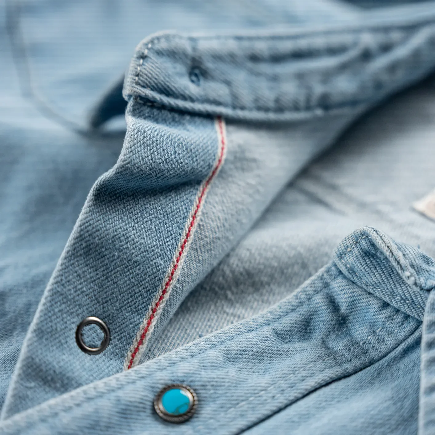 Freenote 11oz Modern Western Denim Shirt – Bleached - Image 3