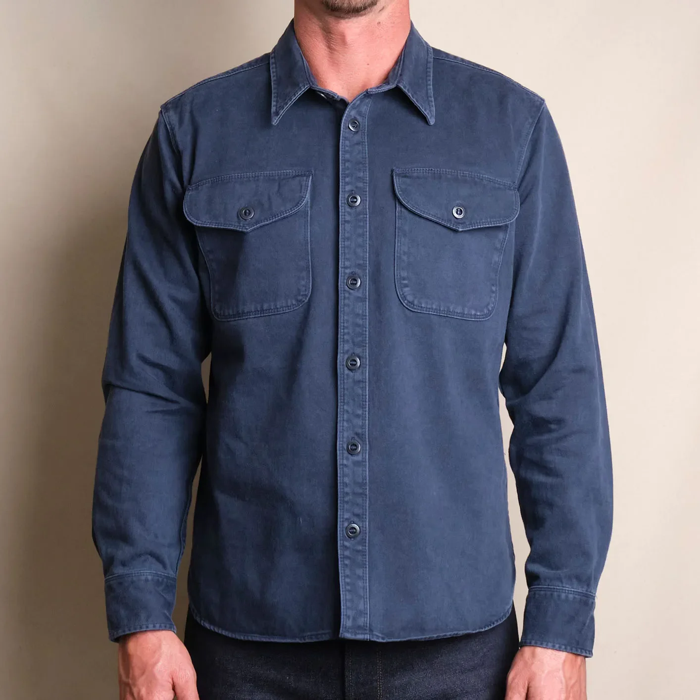 Freenote 11oz Sateen Twill Utility Shirt – Navy - Image 11