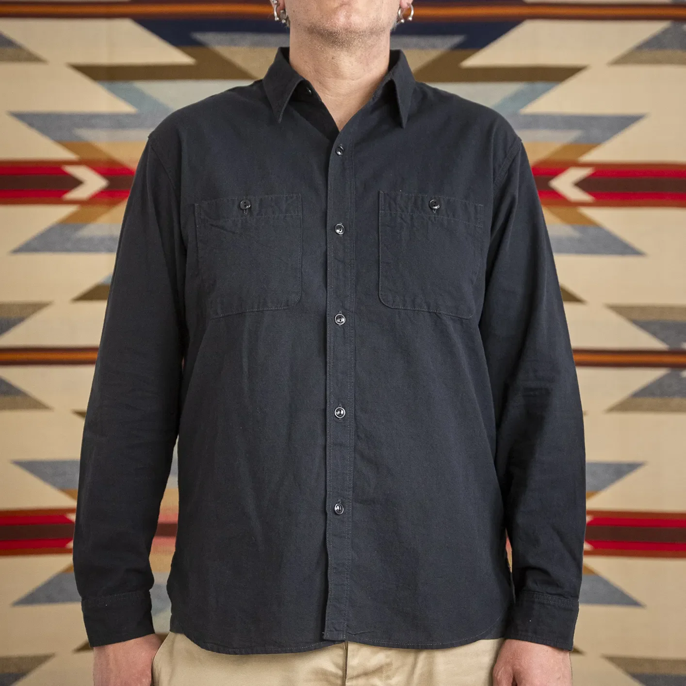 Fullcount 4810 1940s USN 5oz Selvedge Chambray Shirt - Black