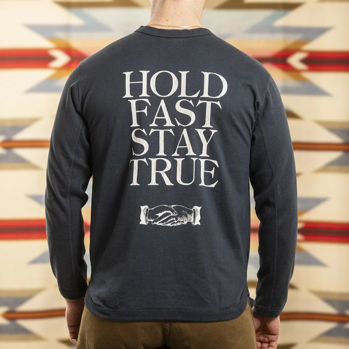 Fullcount 5222LPT-9 8.4oz Flat Seam ‘Hold Fast Stay True’ Longsleeve – Ink Black / Loopwheeled