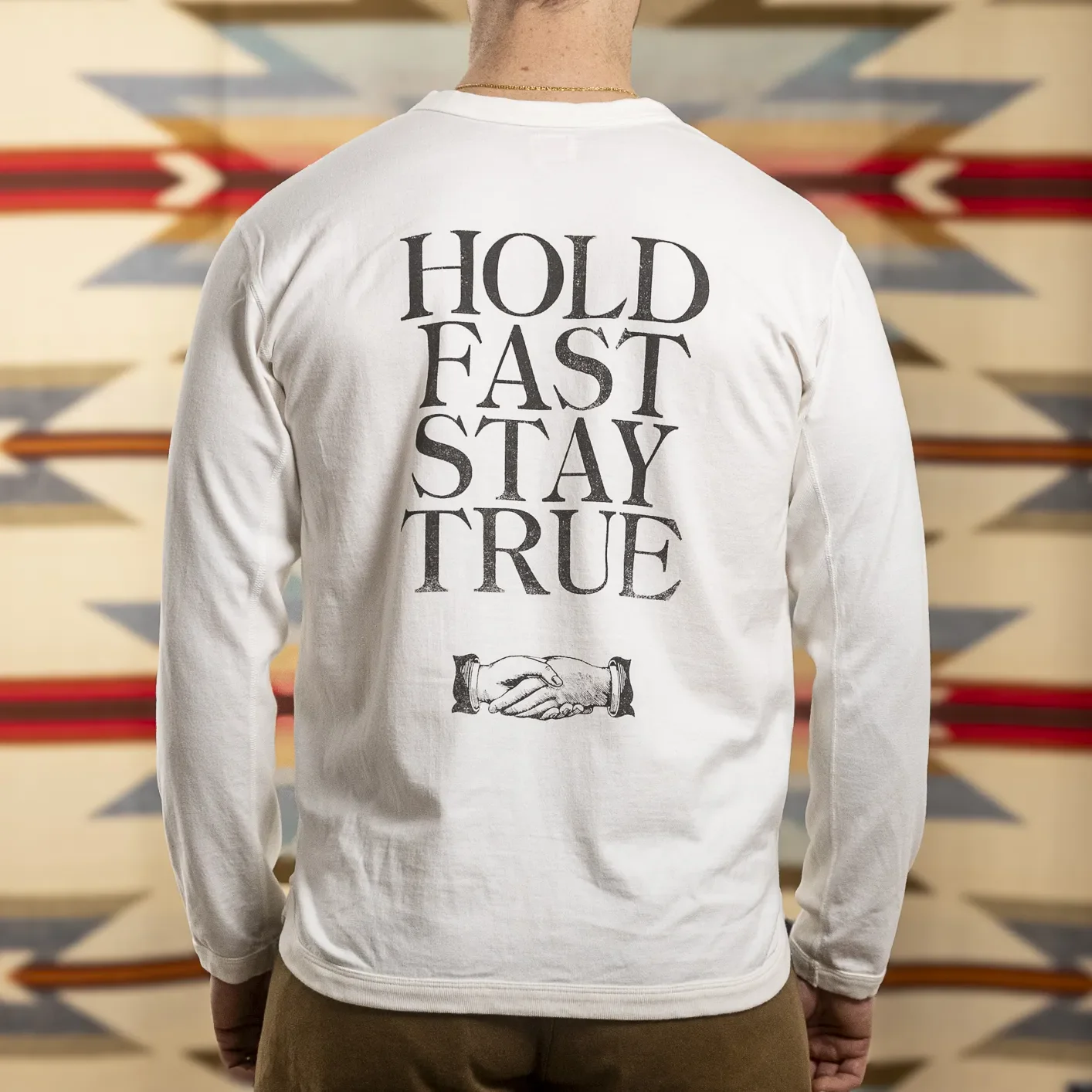 Fullcount 5222LPT-9 8.4oz Flat Seam ‘Hold Fast Stay True’ Longsleeve – White / Loopwheeled