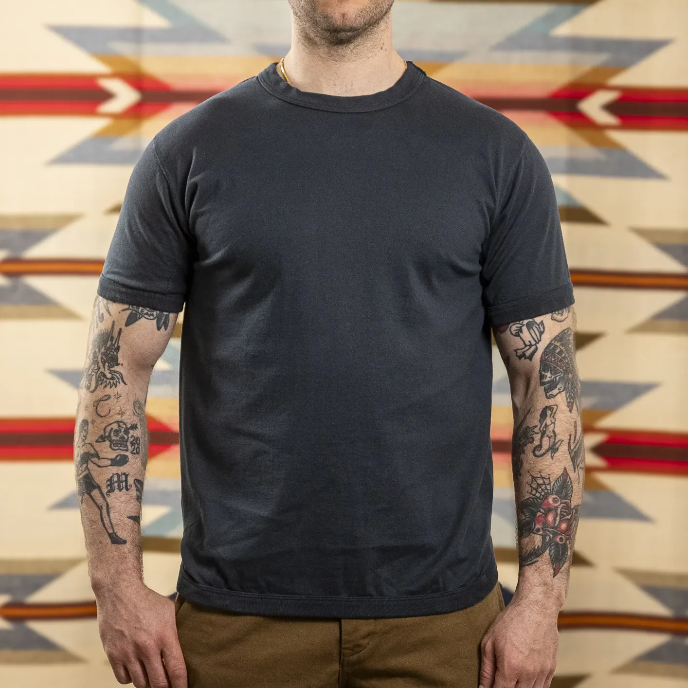 Fullcount 5222PT-9 8.4oz Flat Seam ‘Hold Fast Stay True’ T-Shirt - Ink Black / Loopwheeled - Image 2