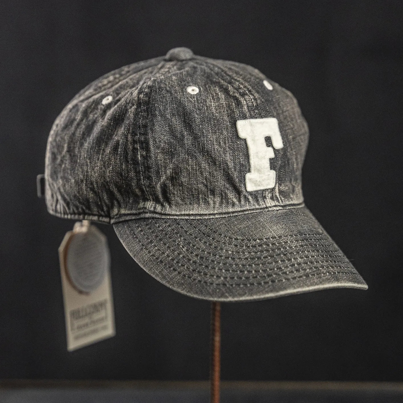 Fullcount 6843 10oz Selvedge Denim Baseball ‘F’ Cap - Used Black