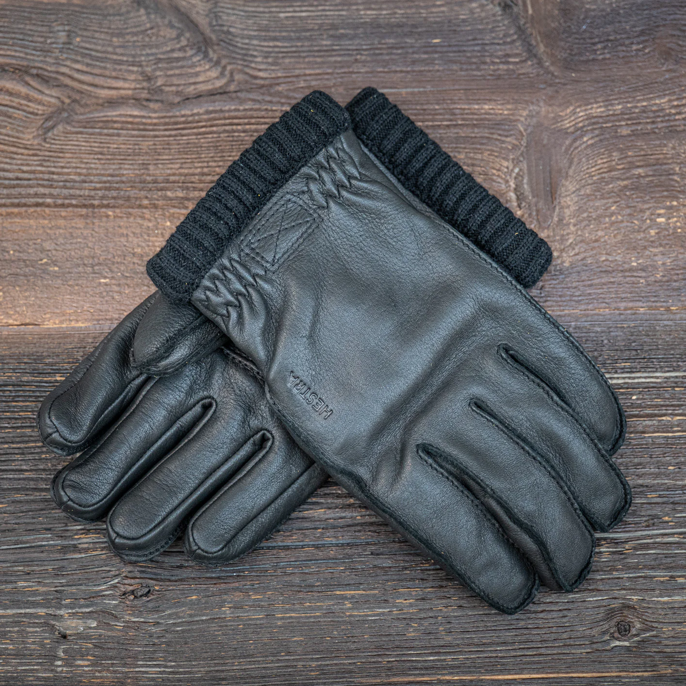 Hestra Deerskin Primaloft Rib Gloves – Black - Image 4