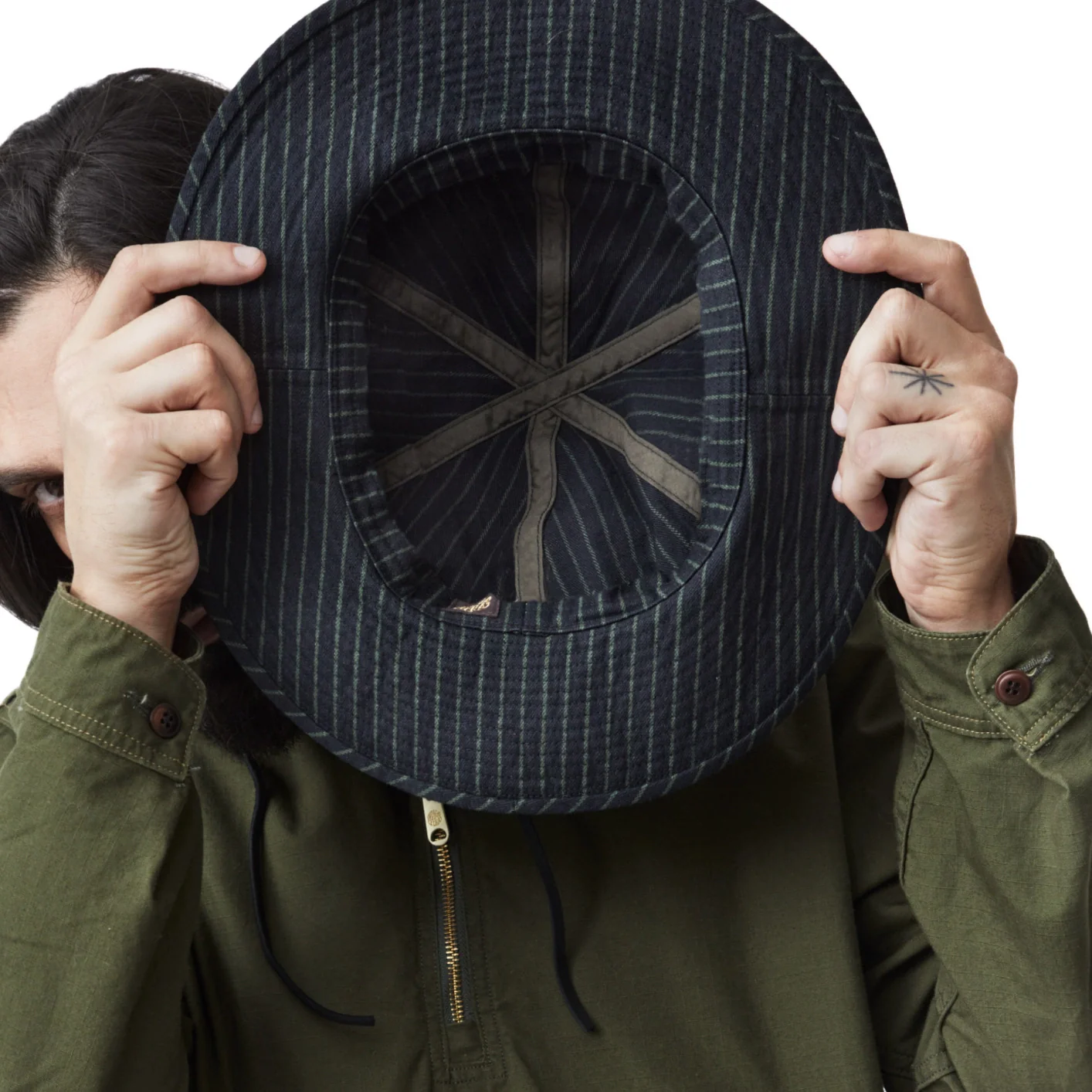 Indigofera 12oz ‘Haisy Mae’ Twill Bucket Hat - Viridecent Stripe - Image 4