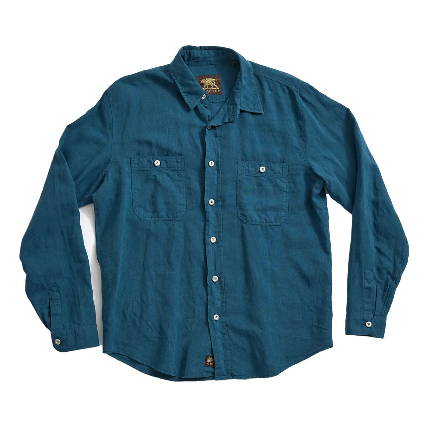 Indigofera 4oz 'McAllen' Cotton Linen Canvas Shirt - Ocean Blue - Image 5