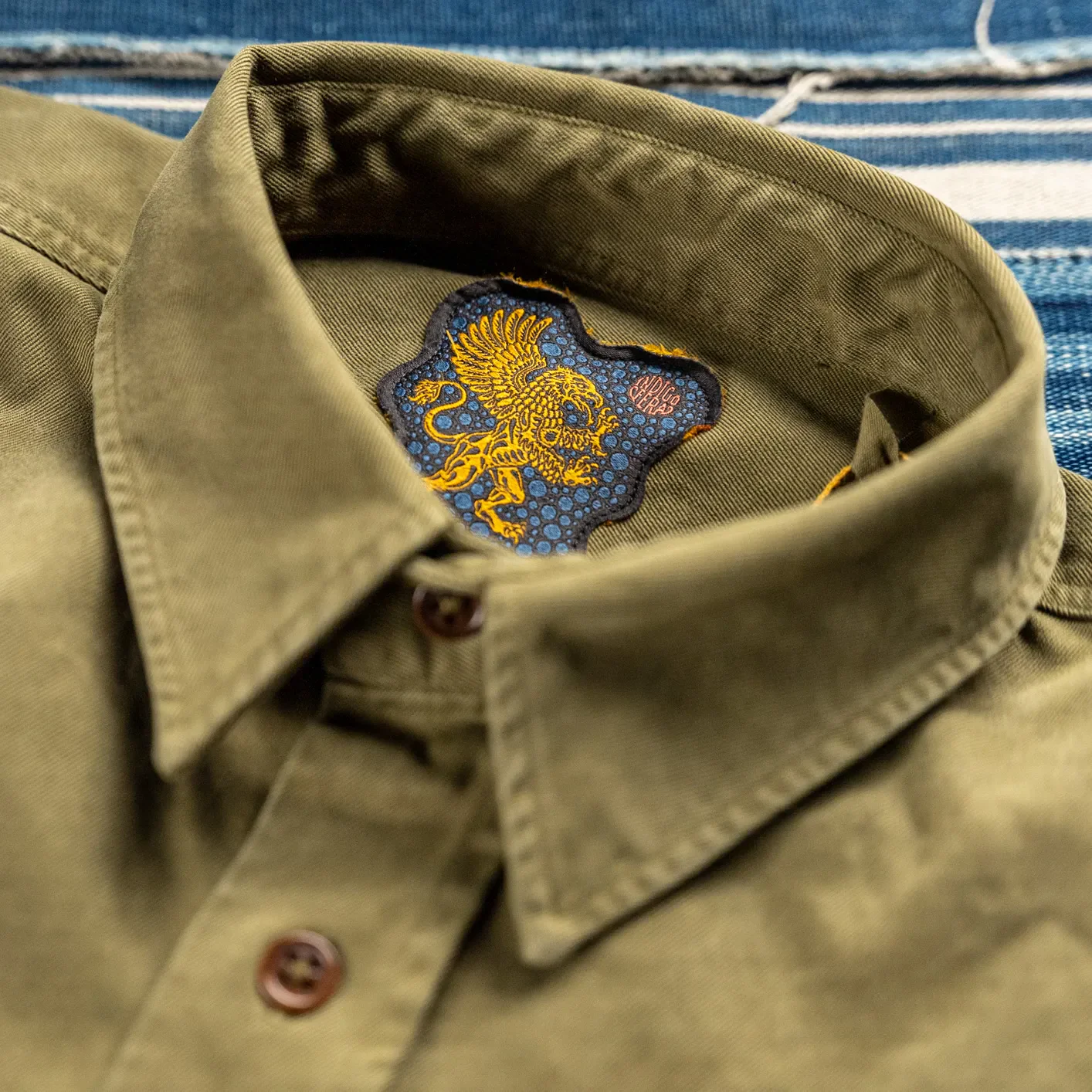 Indigofera 9.6oz ‘Alamo’ Twill Shirt – Military Olive - Image 2