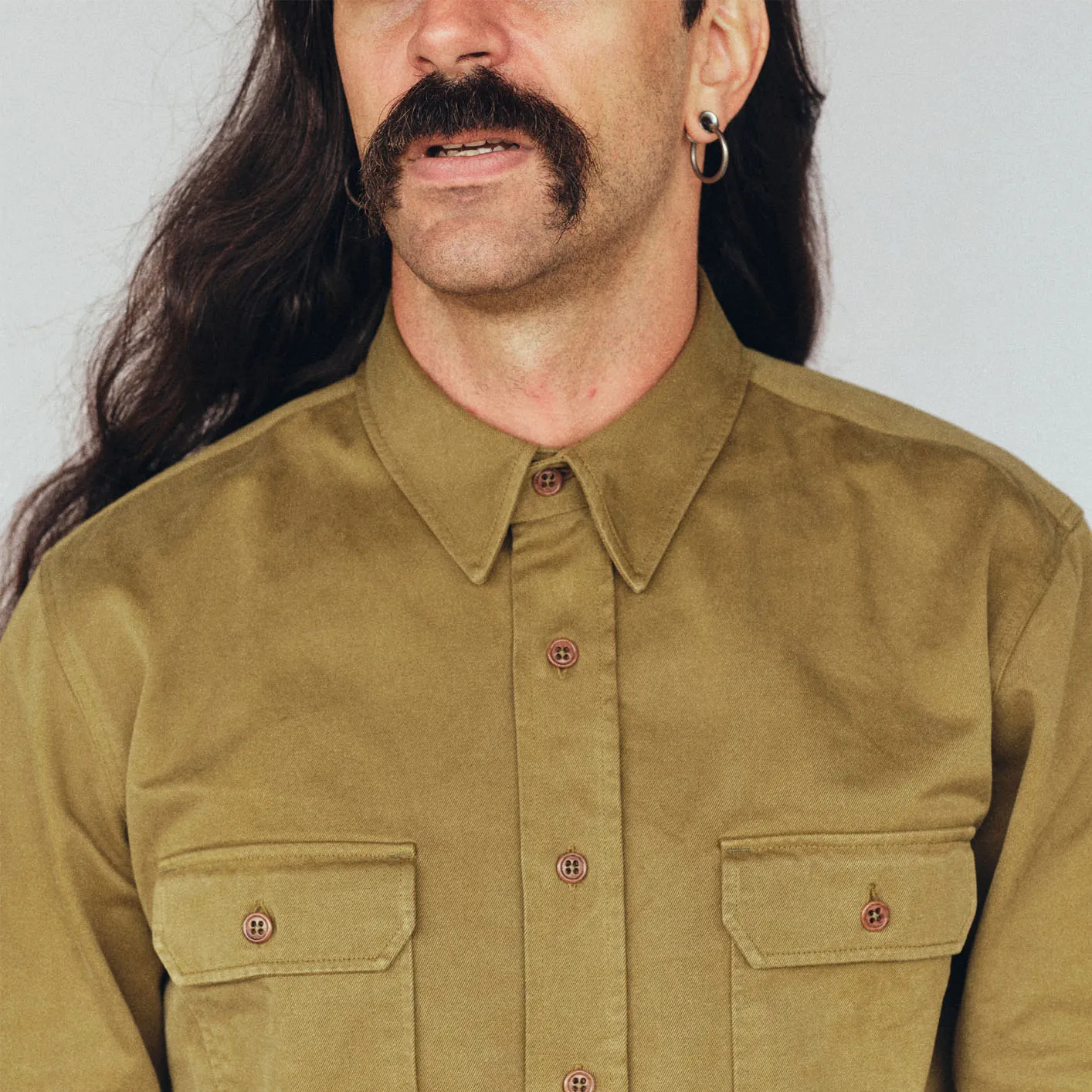 Indigofera 9.6oz ‘Alamo’ Twill Shirt – Military Olive - Image 6