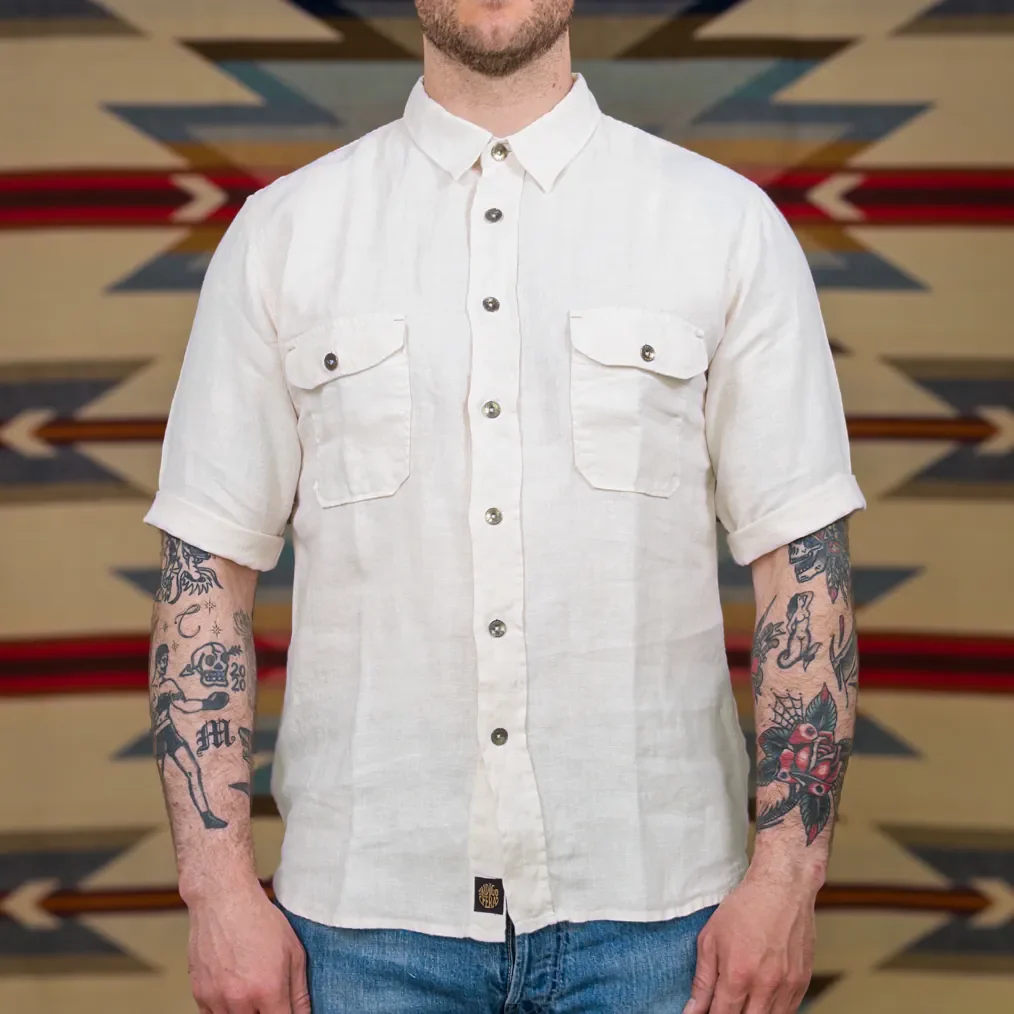 Indigofera ‘Delray’ 6.5oz Linen Canvas Shirt – Ecru