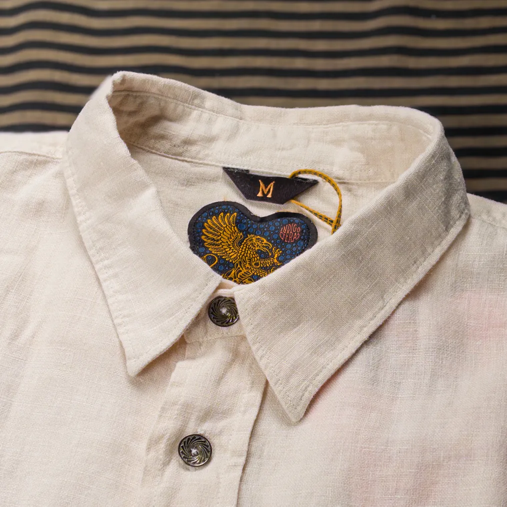 Indigofera ‘Delray’ 6.5oz Linen Canvas Shirt – Ecru - Image 2