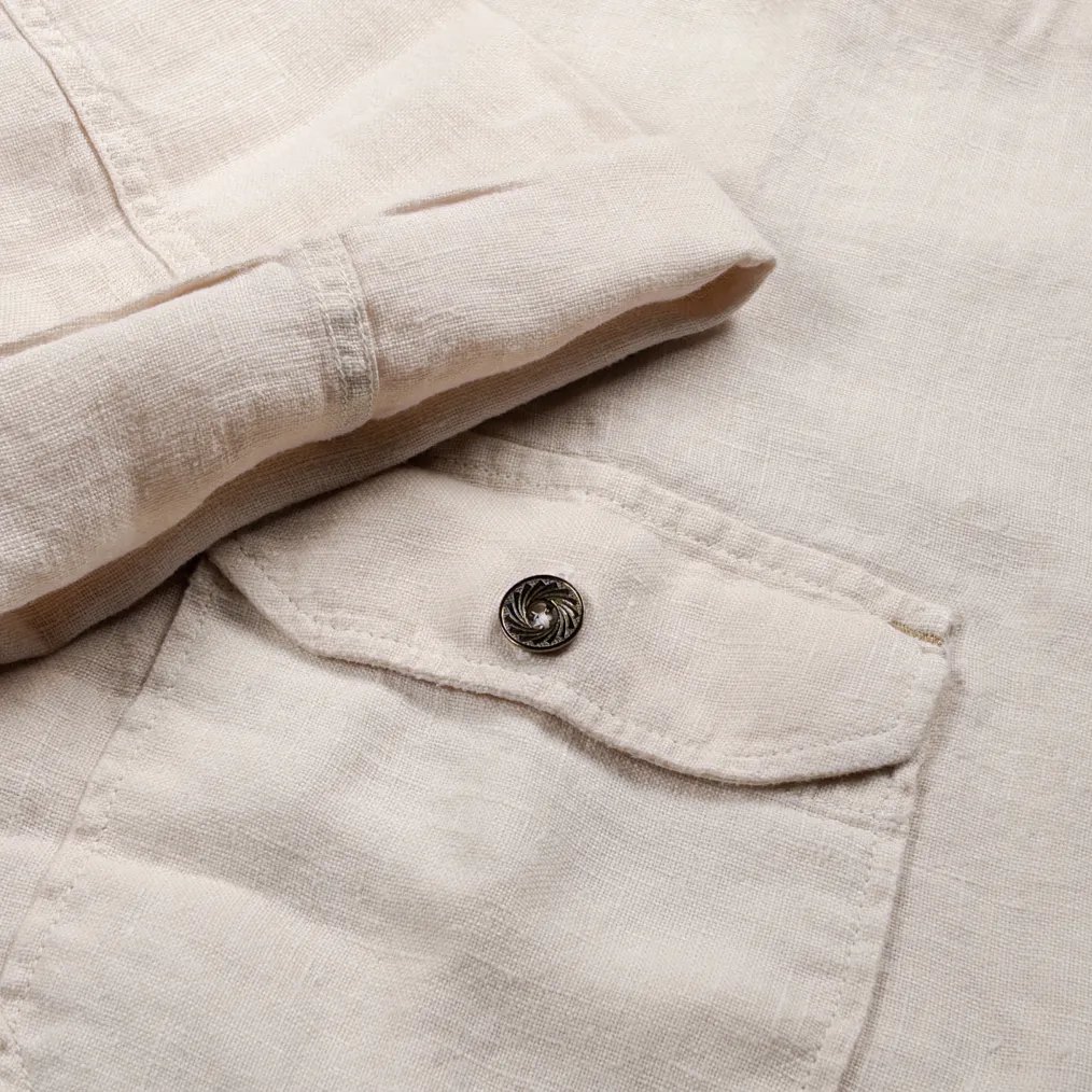 Indigofera ‘Delray’ 6.5oz Linen Canvas Shirt – Ecru - Image 4