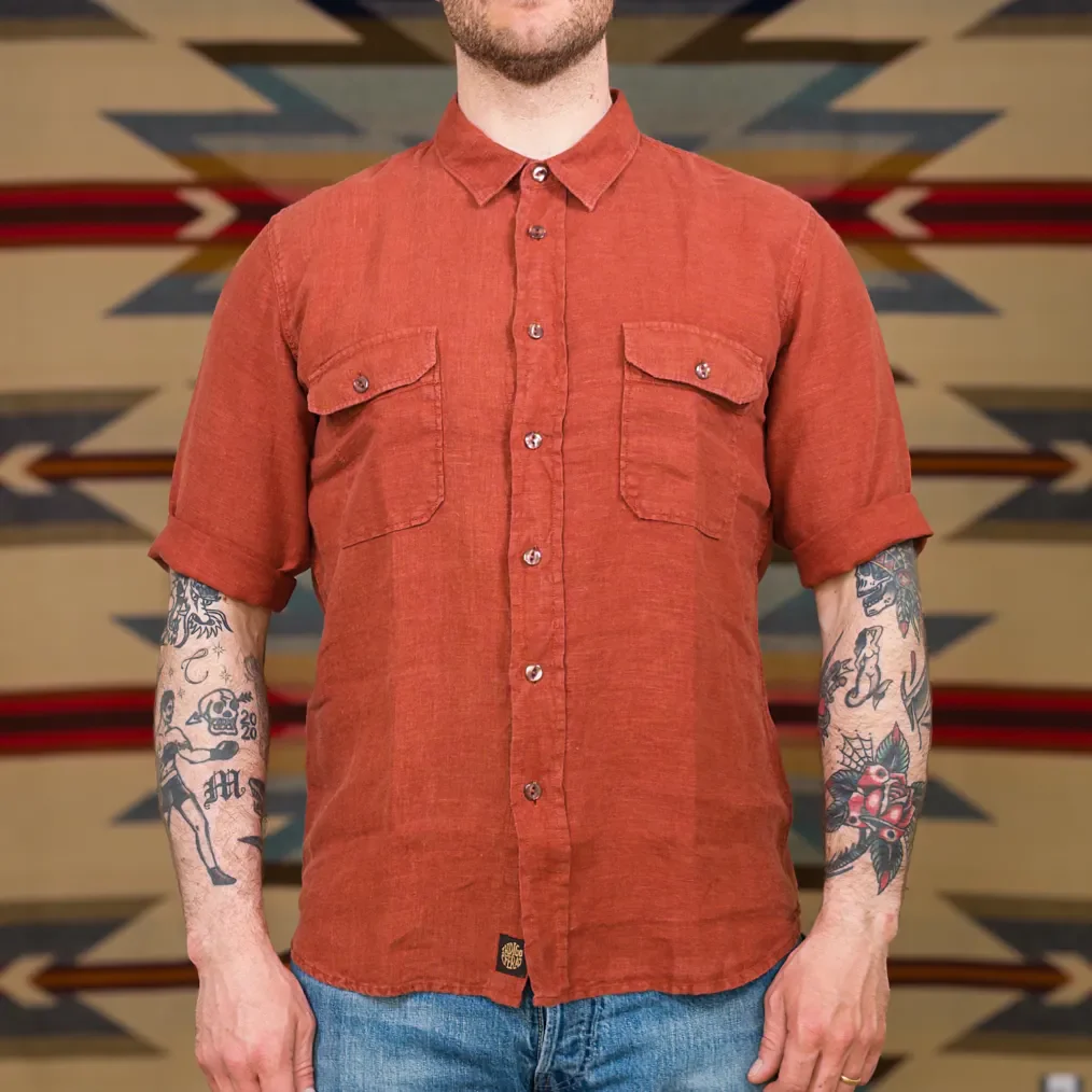 Indigofera ‘Delray’ 6.5oz Linen Canvas Shirt – Rust