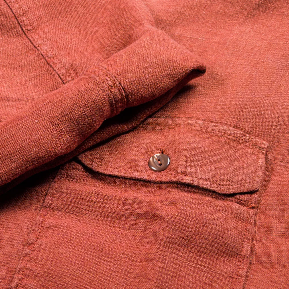 Indigofera ‘Delray’ 6.5oz Linen Canvas Shirt – Rust - Image 4