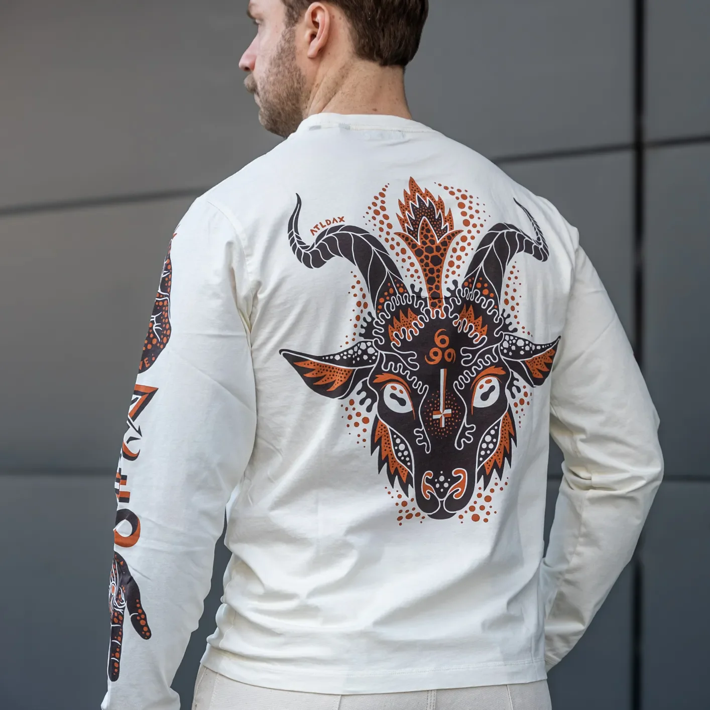 Indigofera Iconic ‘Baphomet’ Longsleeve – Cocatoo White - Image 3