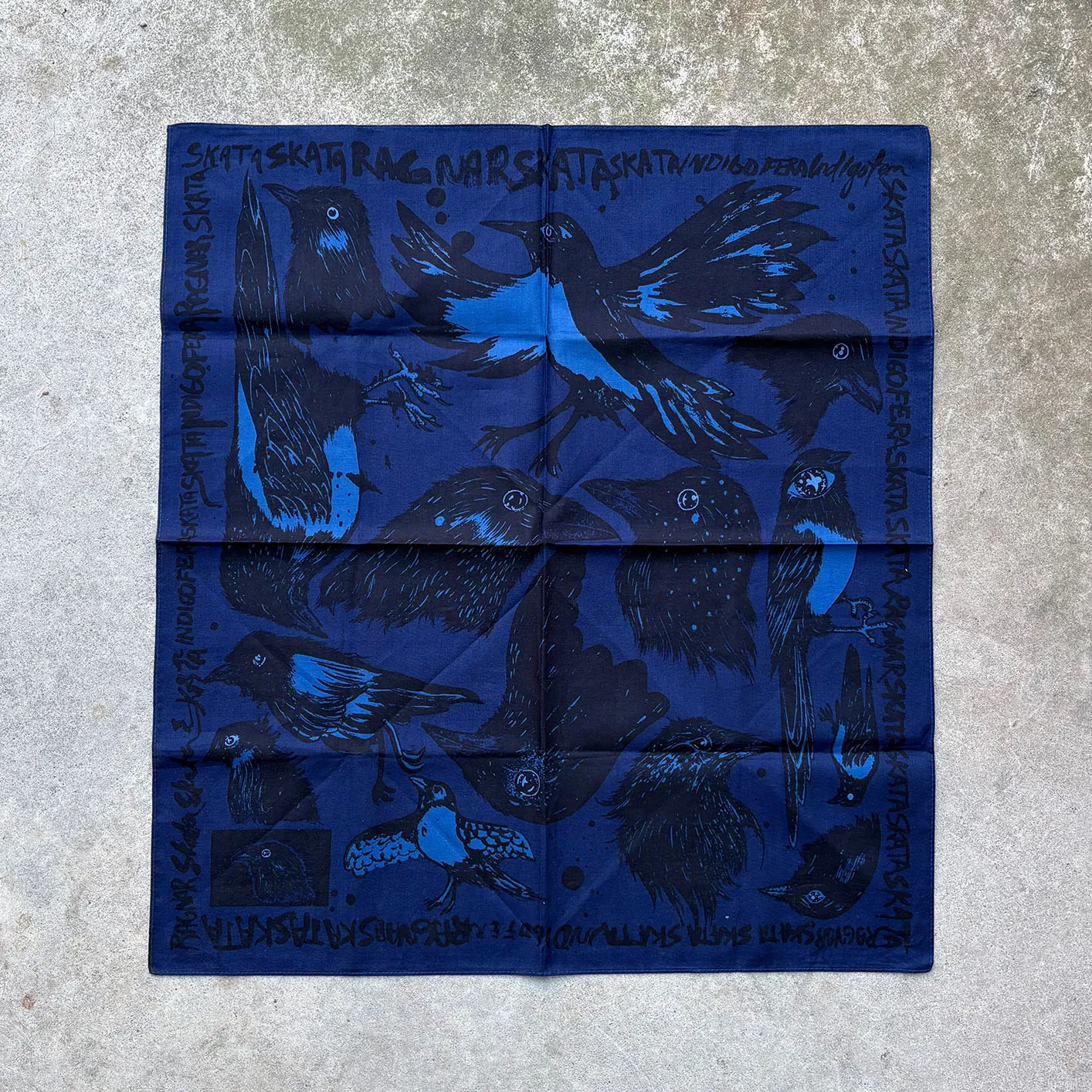 Indigofera x Ragnar Persson ‘The Devil’s Bird’ Bandana – Blue / Black