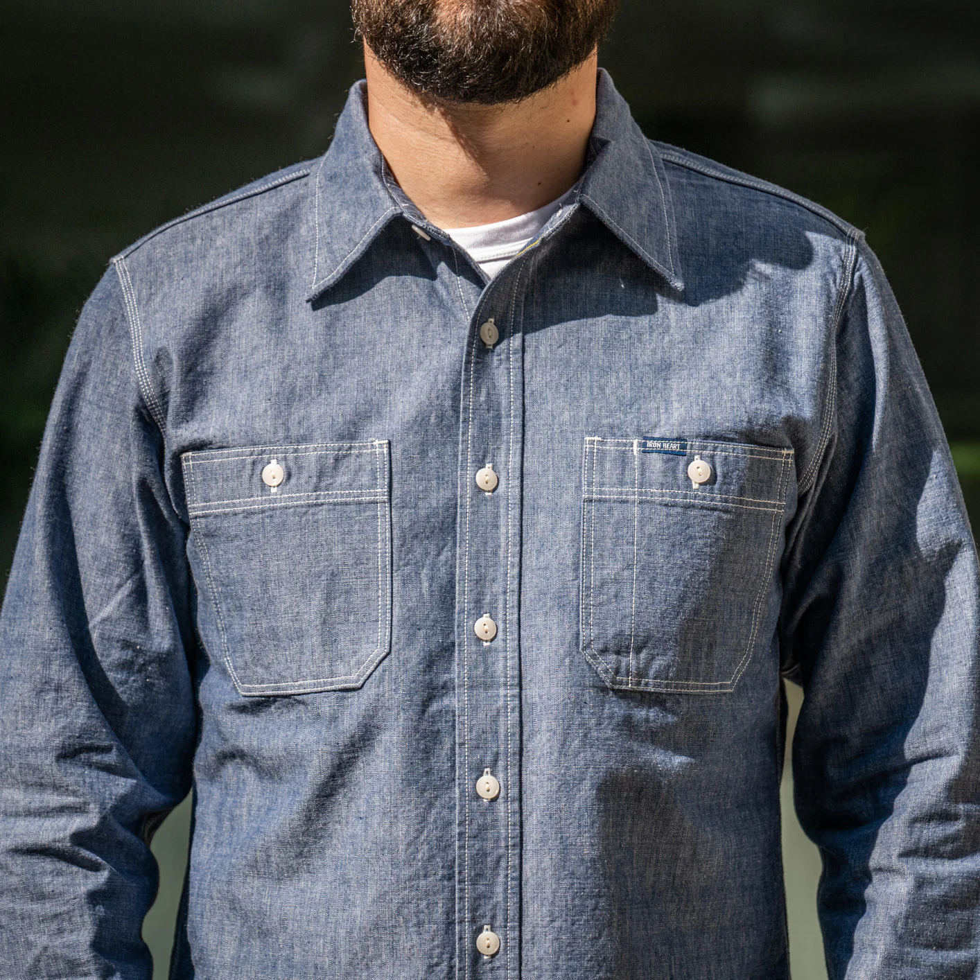 Iron Heart 10oz Selvedge Chambray Work Shirt – IHSH-21 / Blue - Image 3