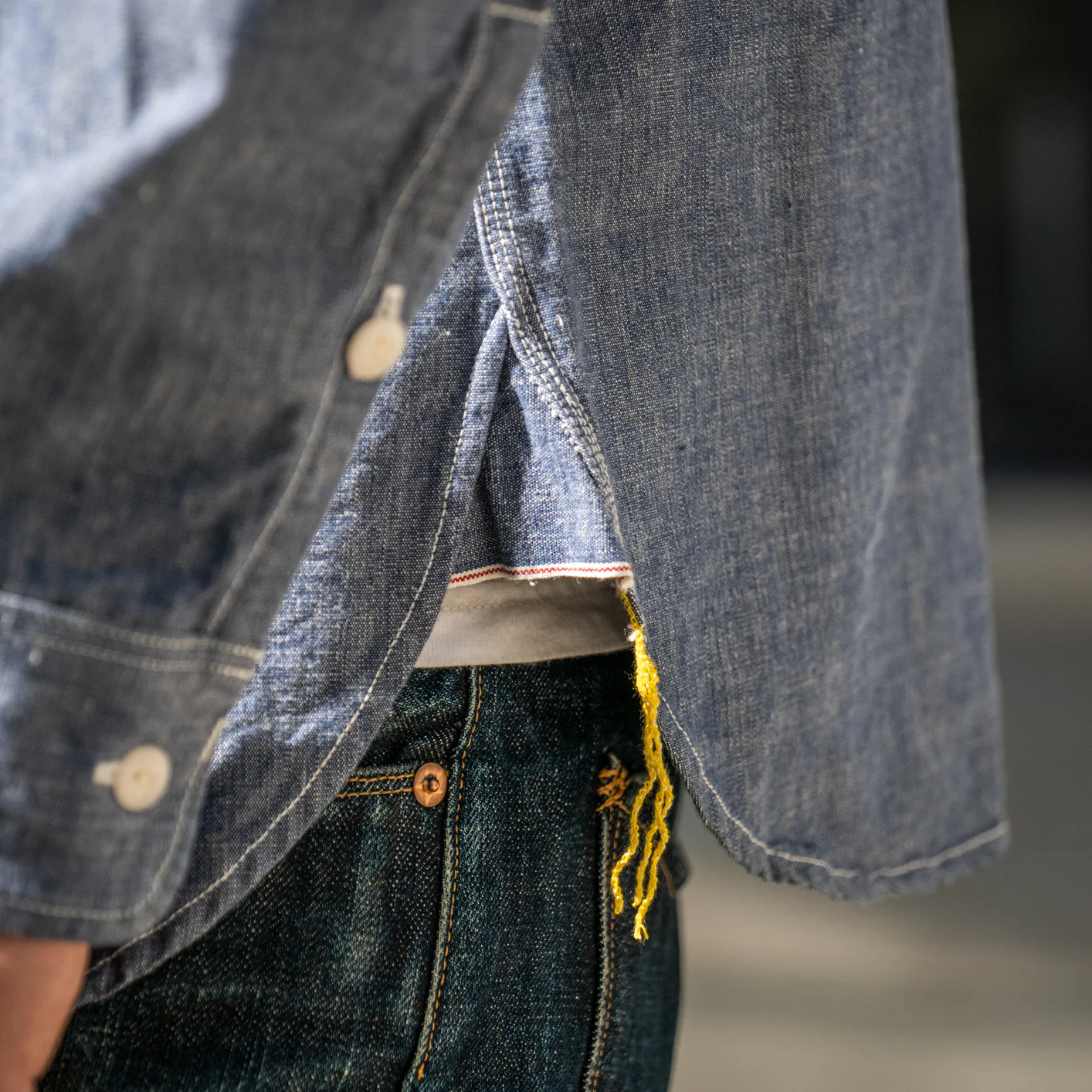 Iron Heart 10oz Selvedge Chambray Work Shirt – IHSH-21 / Blue - Image 7