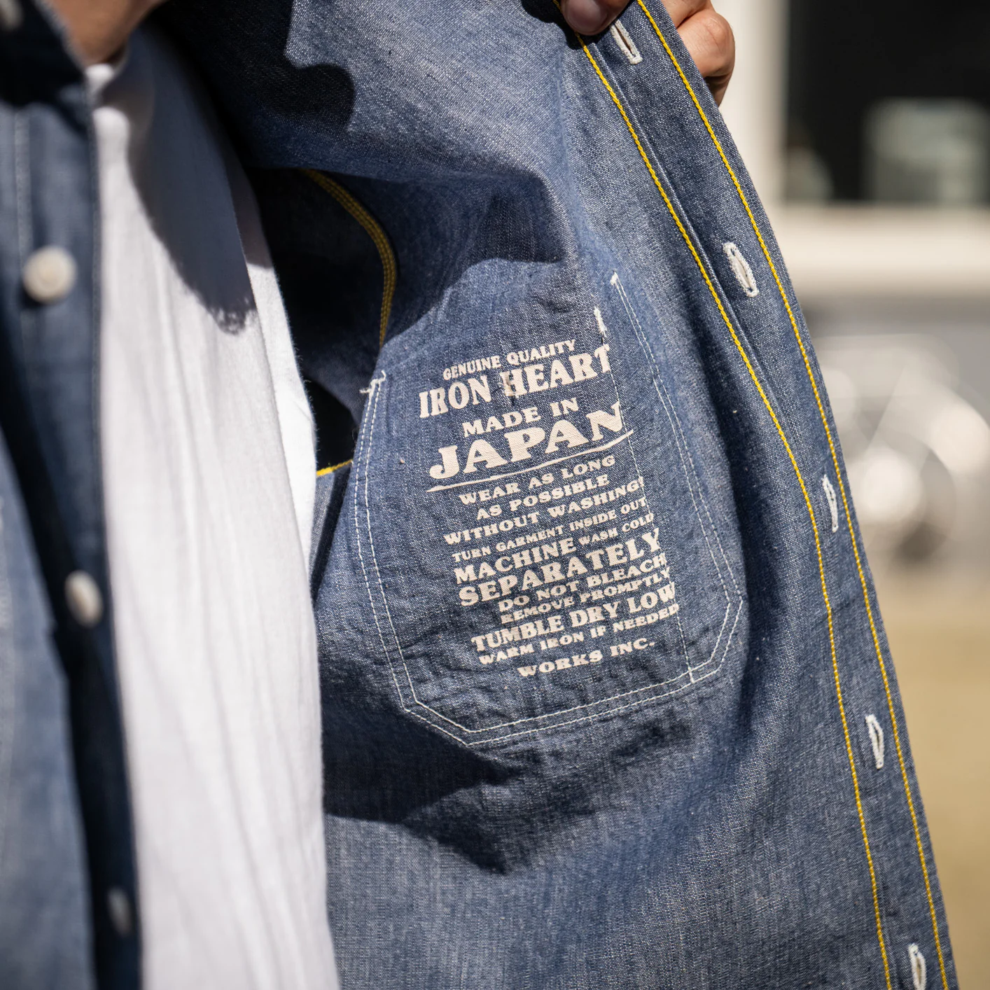 Iron Heart 10oz Selvedge Chambray Work Shirt – IHSH-21 / Blue - Image 9