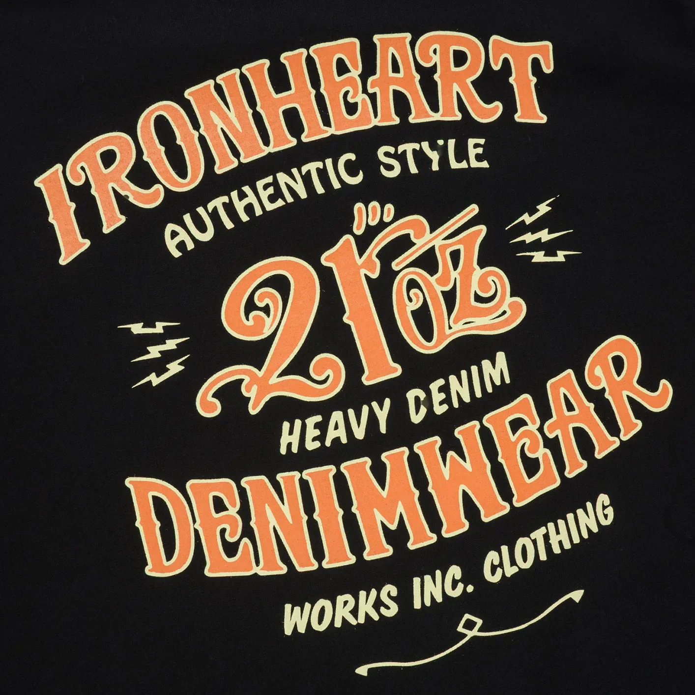 Iron Heart ‘21oz Heavy Denim’ 7.5oz Loopwheeled T-Shirt – Black / IHT-2603 - Image 3