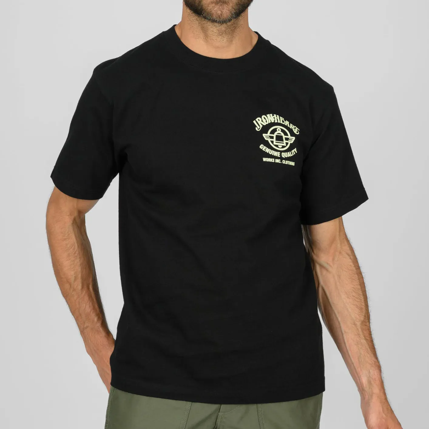 Iron Heart ‘21oz Heavy Denim’ 7.5oz Loopwheeled T-Shirt – Black / IHT-2603 - Image 8
