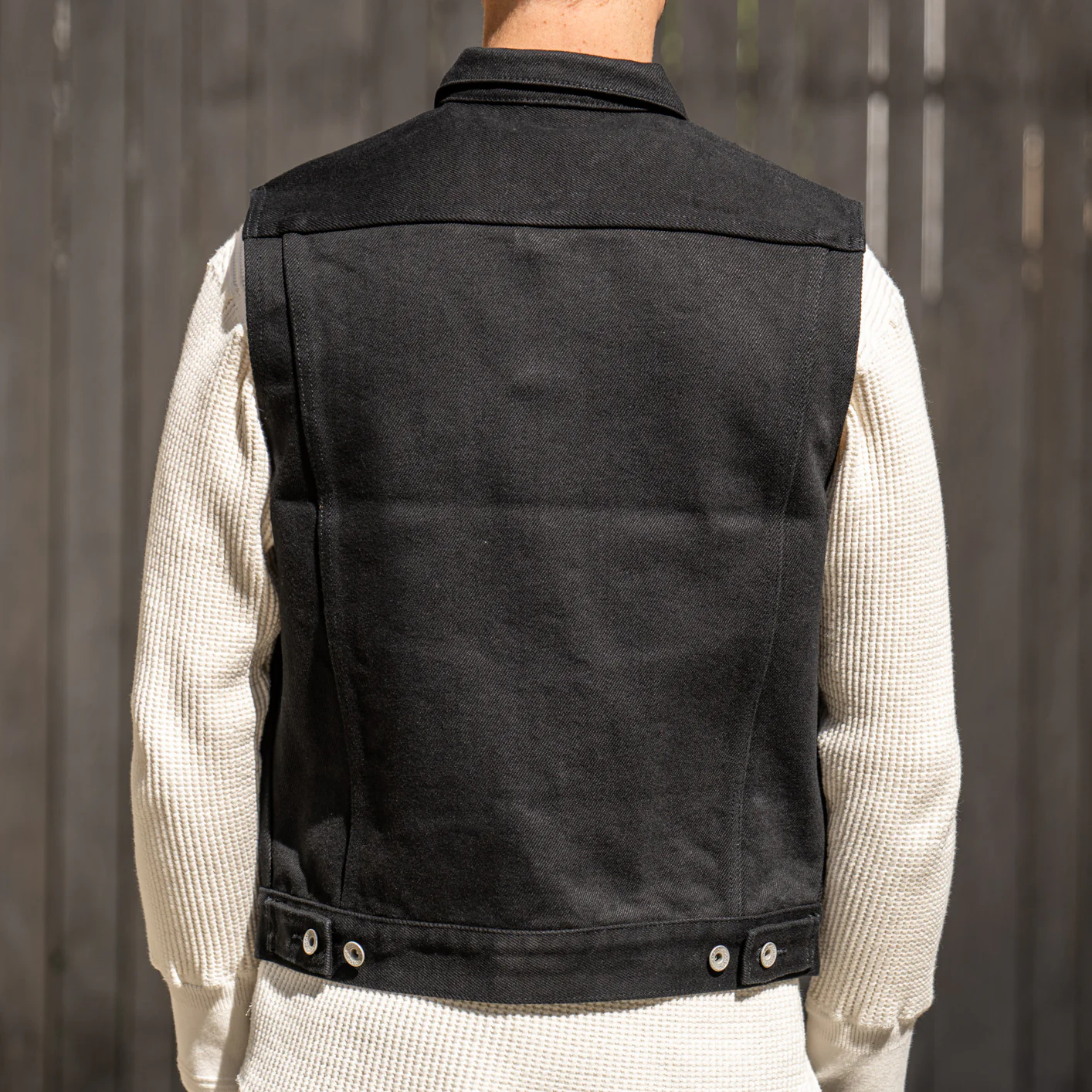 Iron Heart 21oz Non-Fade ‘Sonny’ Denim Type III Vest – Superblack / IH-9526V - Image 5