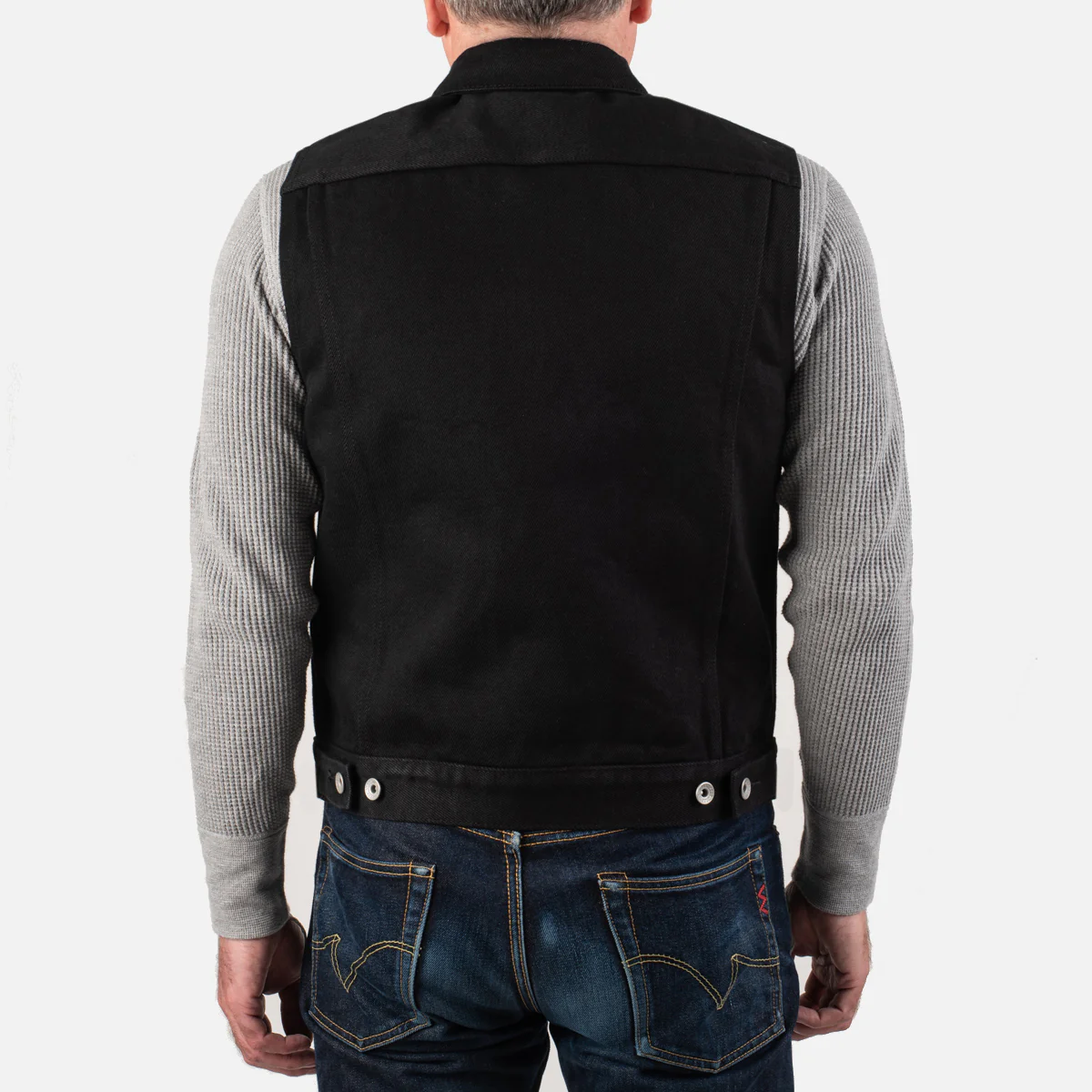 Iron Heart 21oz Non-Fade ‘Sonny’ Denim Type III Vest – Superblack / IH-9526V - Image 7