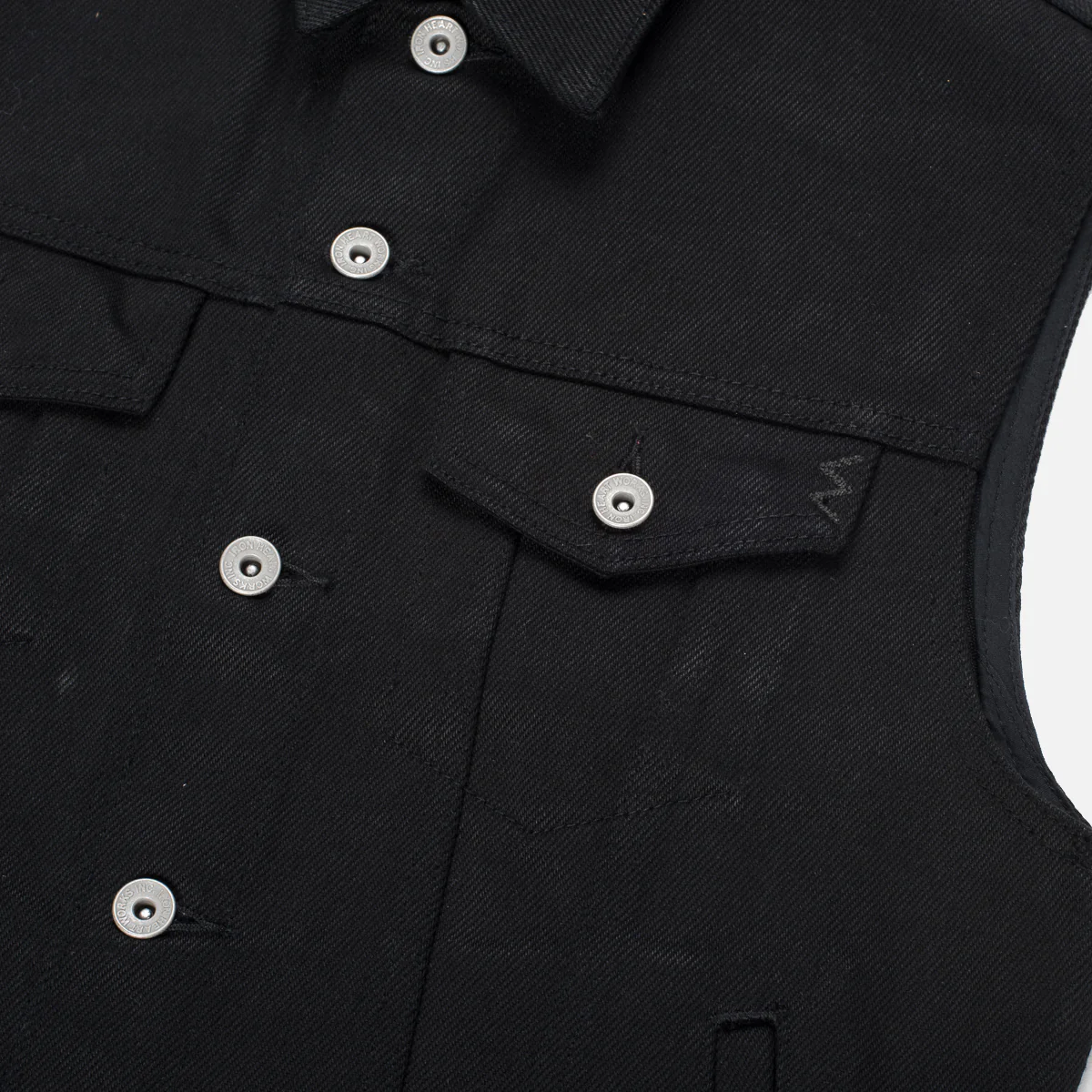 Iron Heart 21oz Non-Fade ‘Sonny’ Denim Type III Vest – Superblack / IH-9526V - Image 9