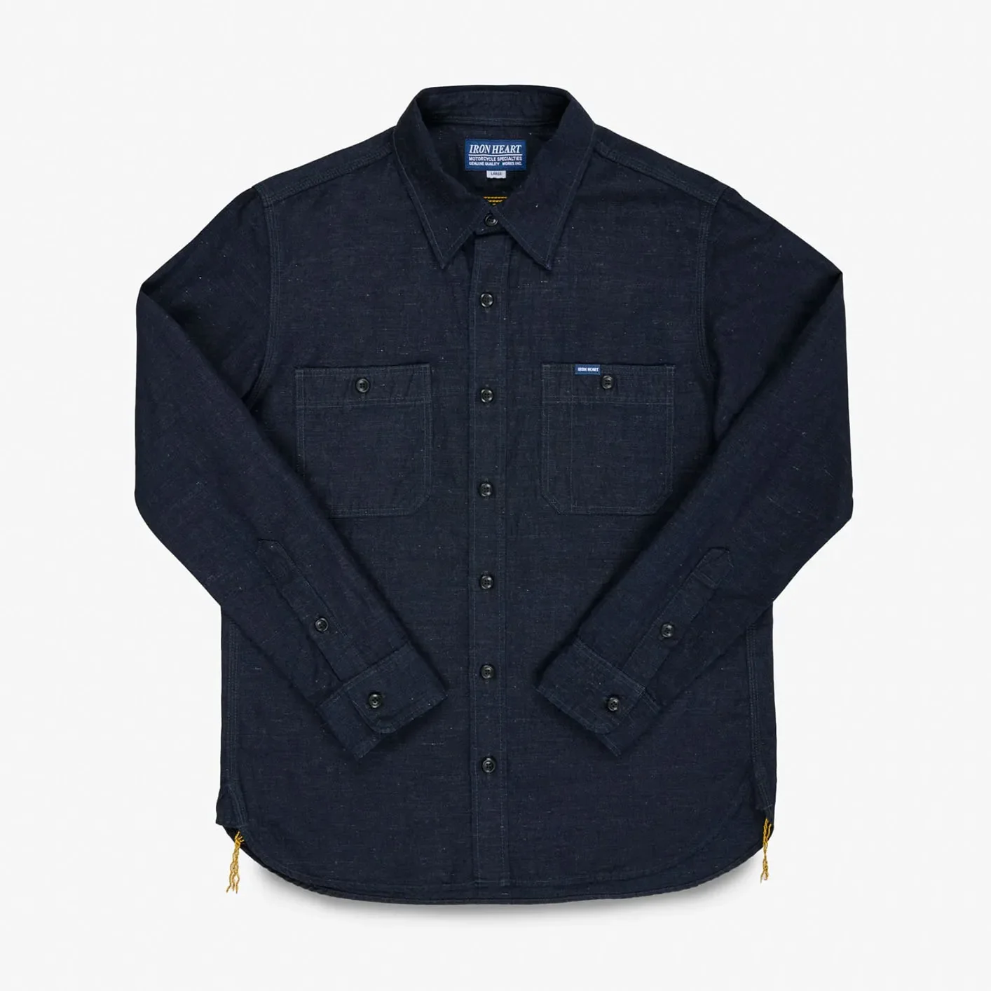 Iron Heart 7oz Cotton Linen Chambray Work Shirt – Indigo / IHSH-443